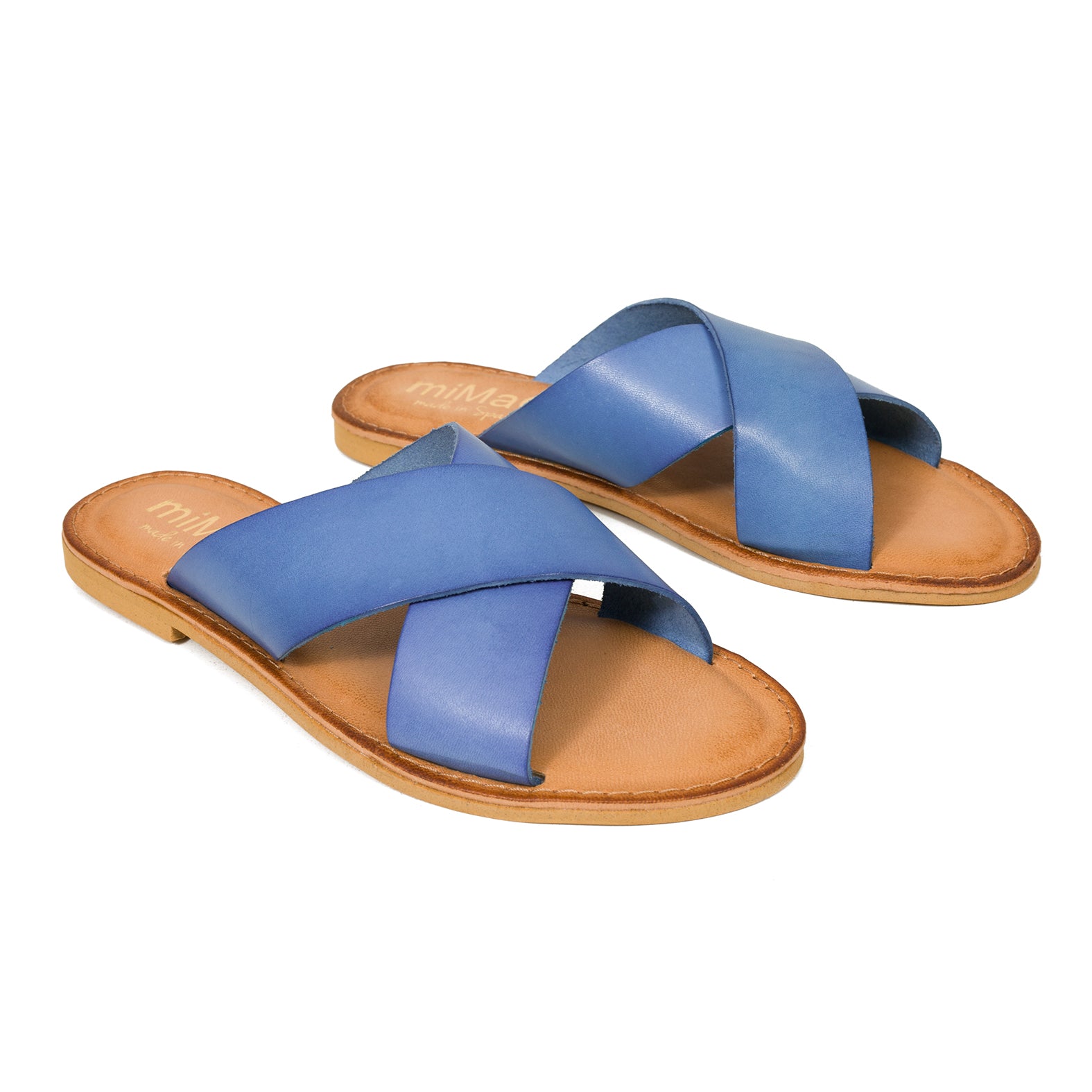 CHANCLA – Sandalia plana cruzada AZUL - miMaO ShopOnline