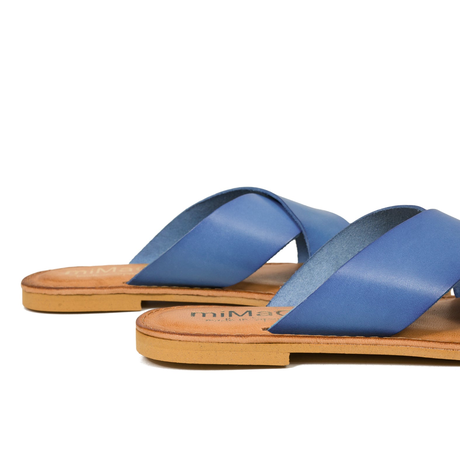 CHANCLA – Sandalia plana cruzada AZUL - miMaO ShopOnline