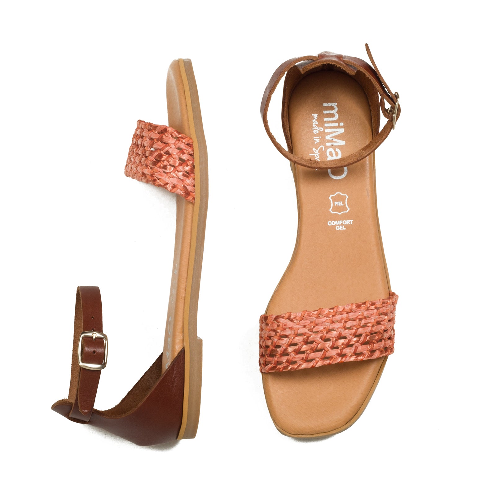 RAFIA - Sandalia plana tira rafia NARANJA