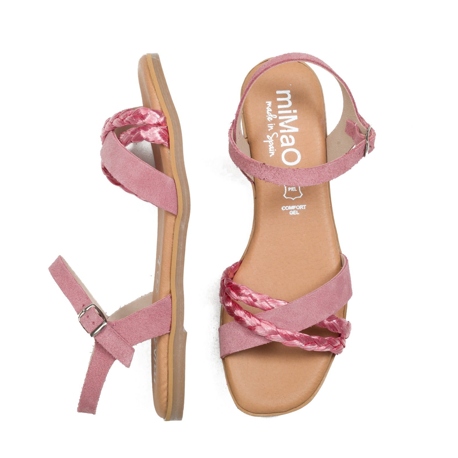 PALMERA - Sandalia plana tira rafia ROSA