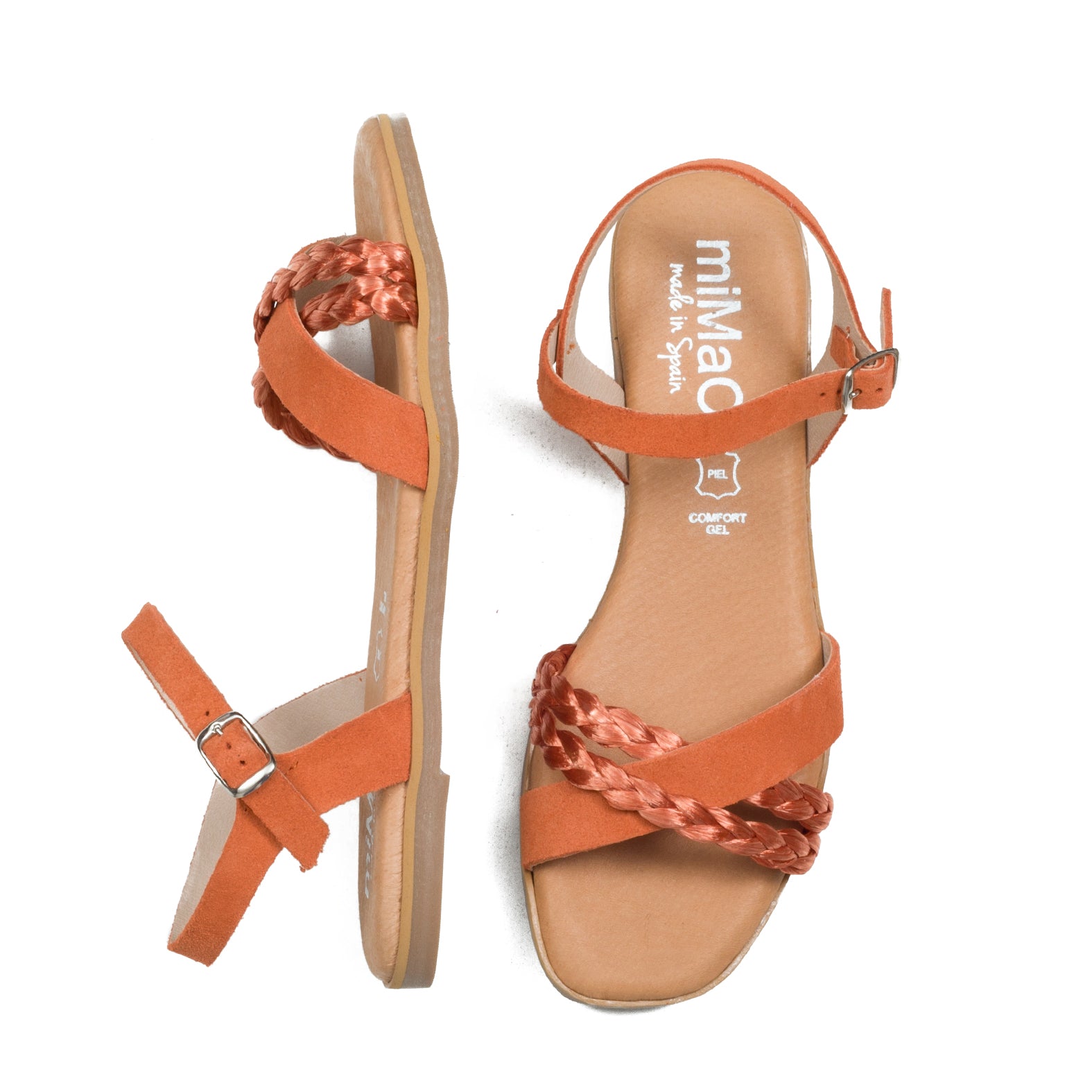 PALMERA - Sandalia plana tira rafia NARANJA