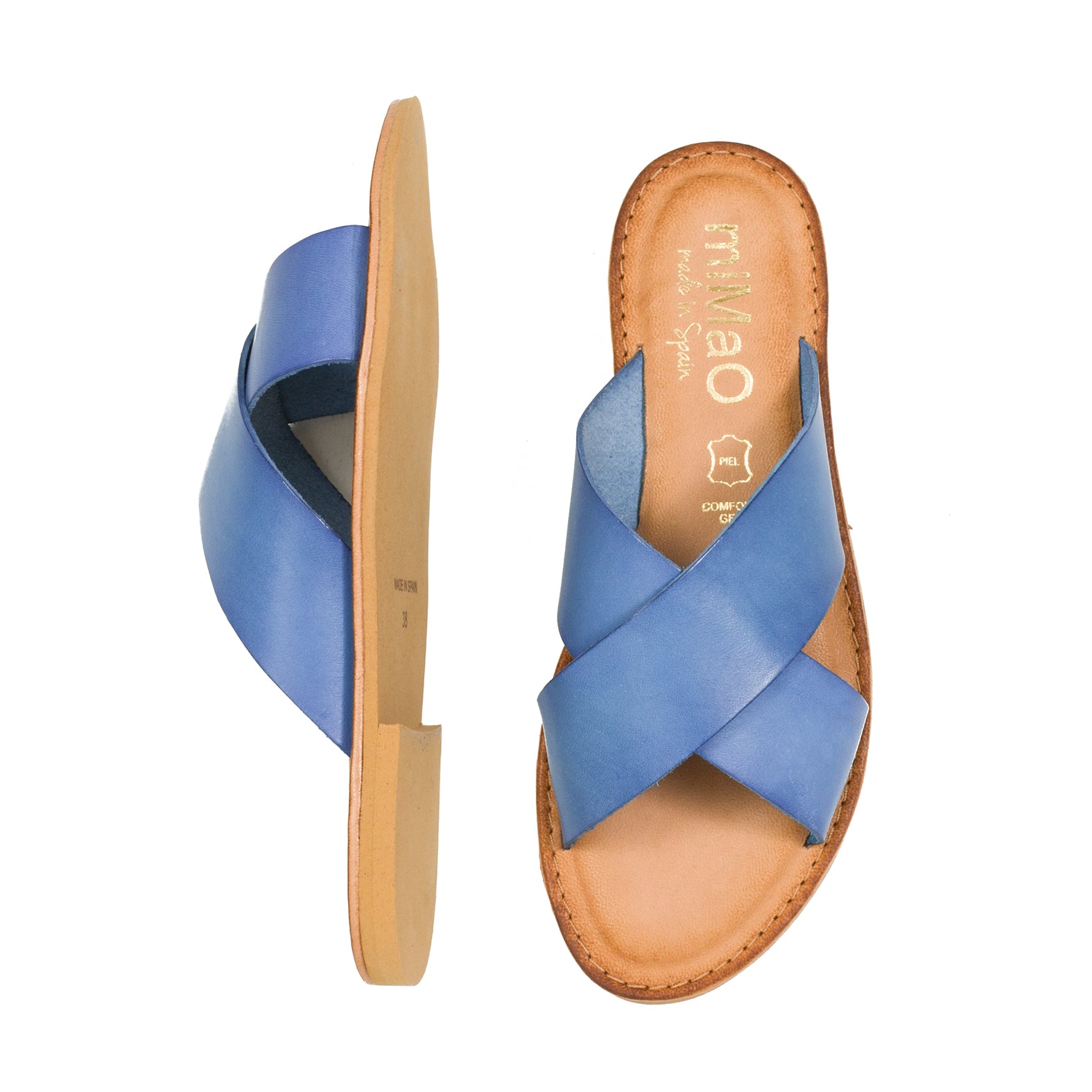 CHANCLA – Sandalia plana cruzada AZUL - miMaO ShopOnline