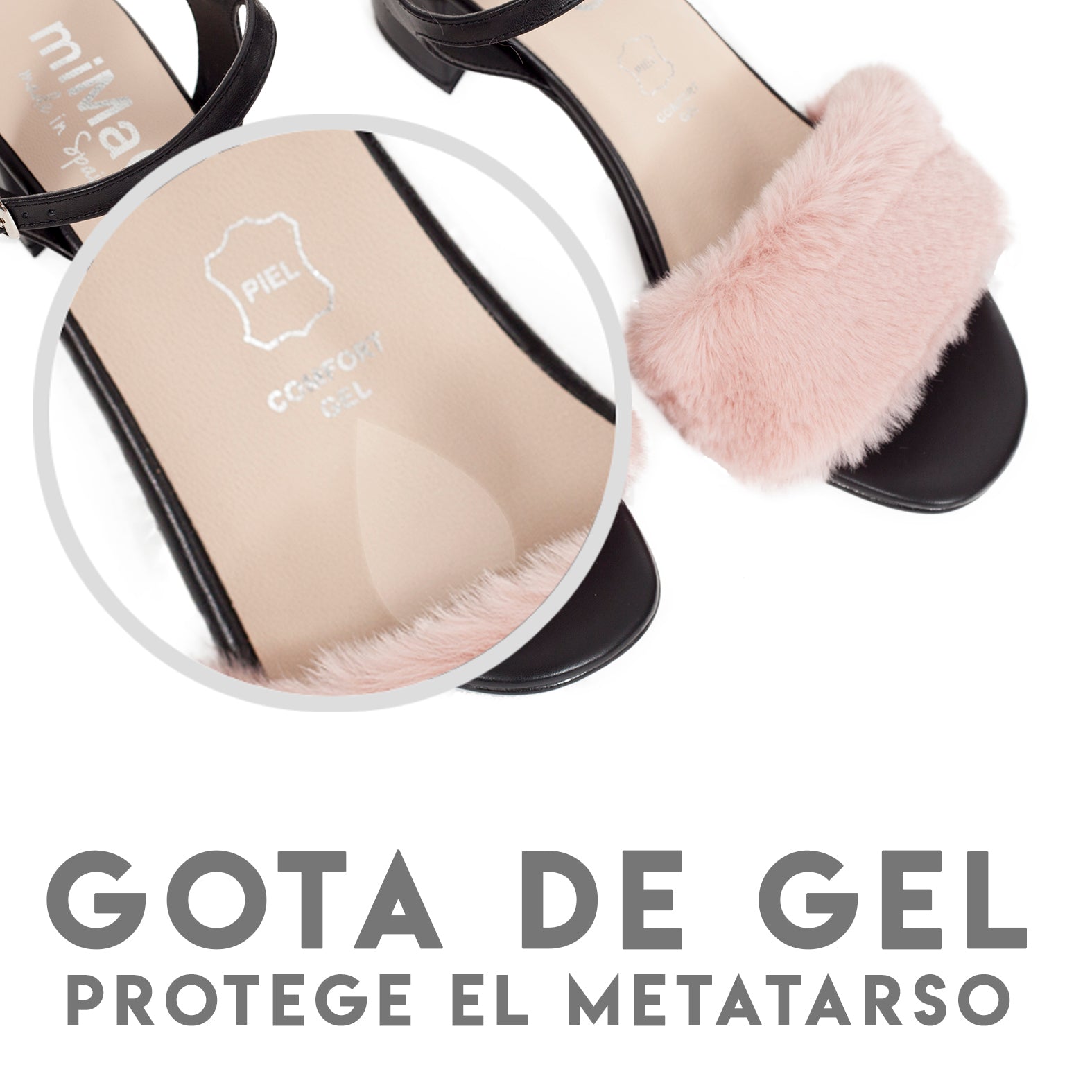 Sandalia de tacón con pelo Rosa Palo PELUCHE