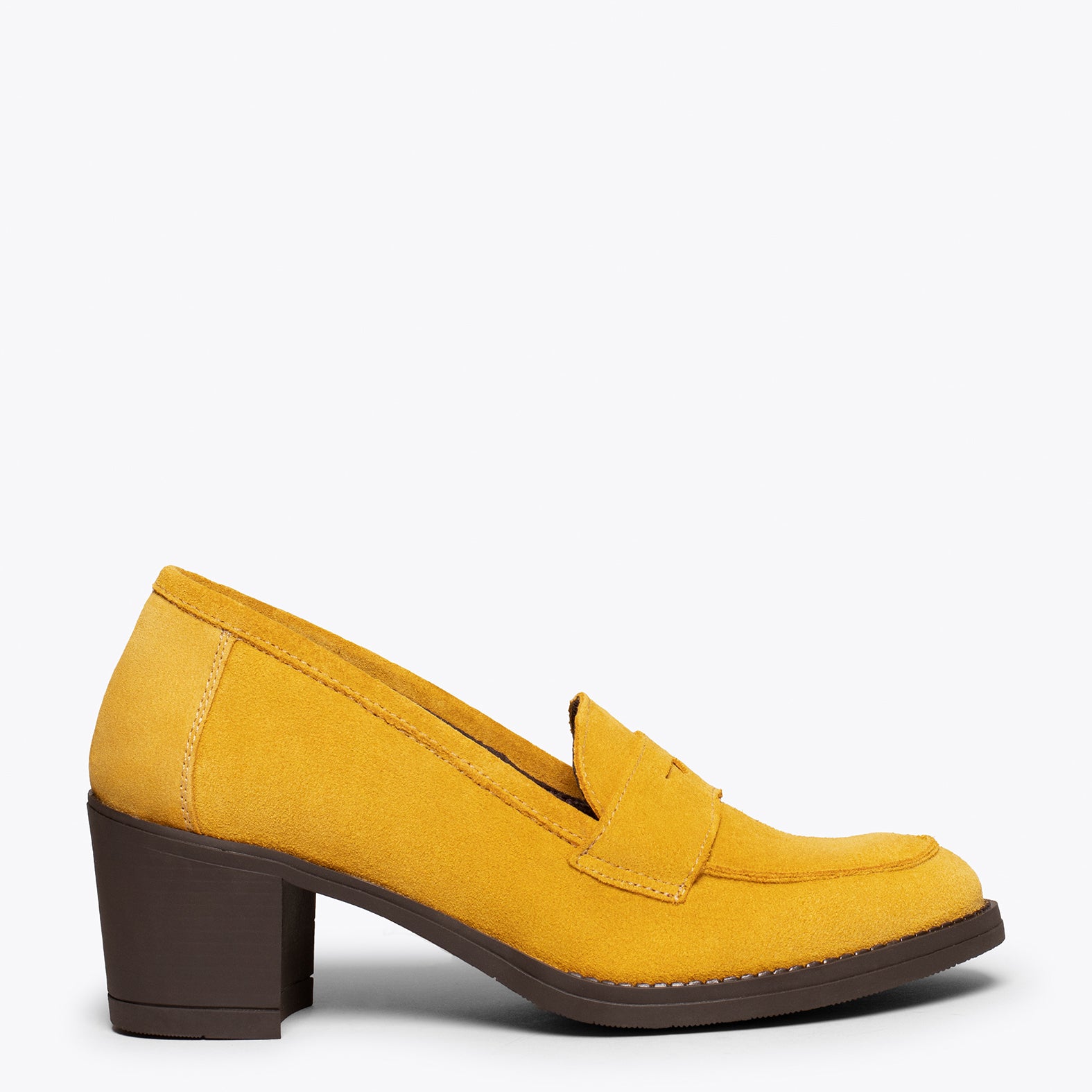 MOKKA – YELLOW mid heeled moccasin