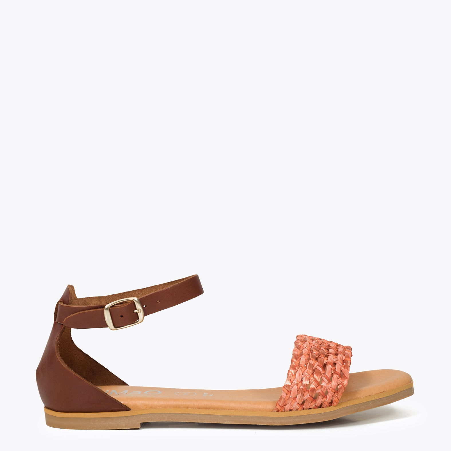 RAFIA - Sandalia plana tira rafia NARANJA