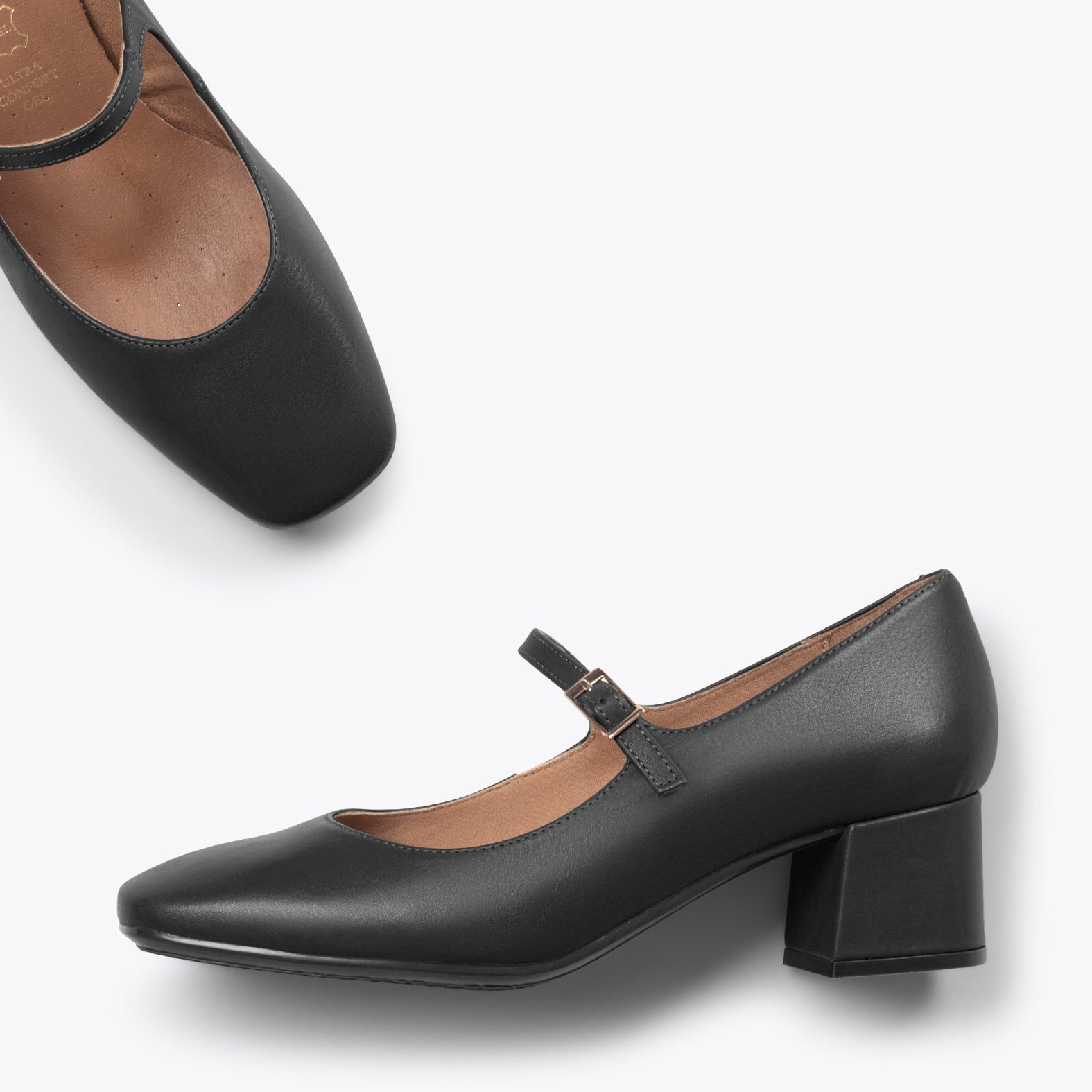 BELLA – BLACK nappa leather mary-jane shoes