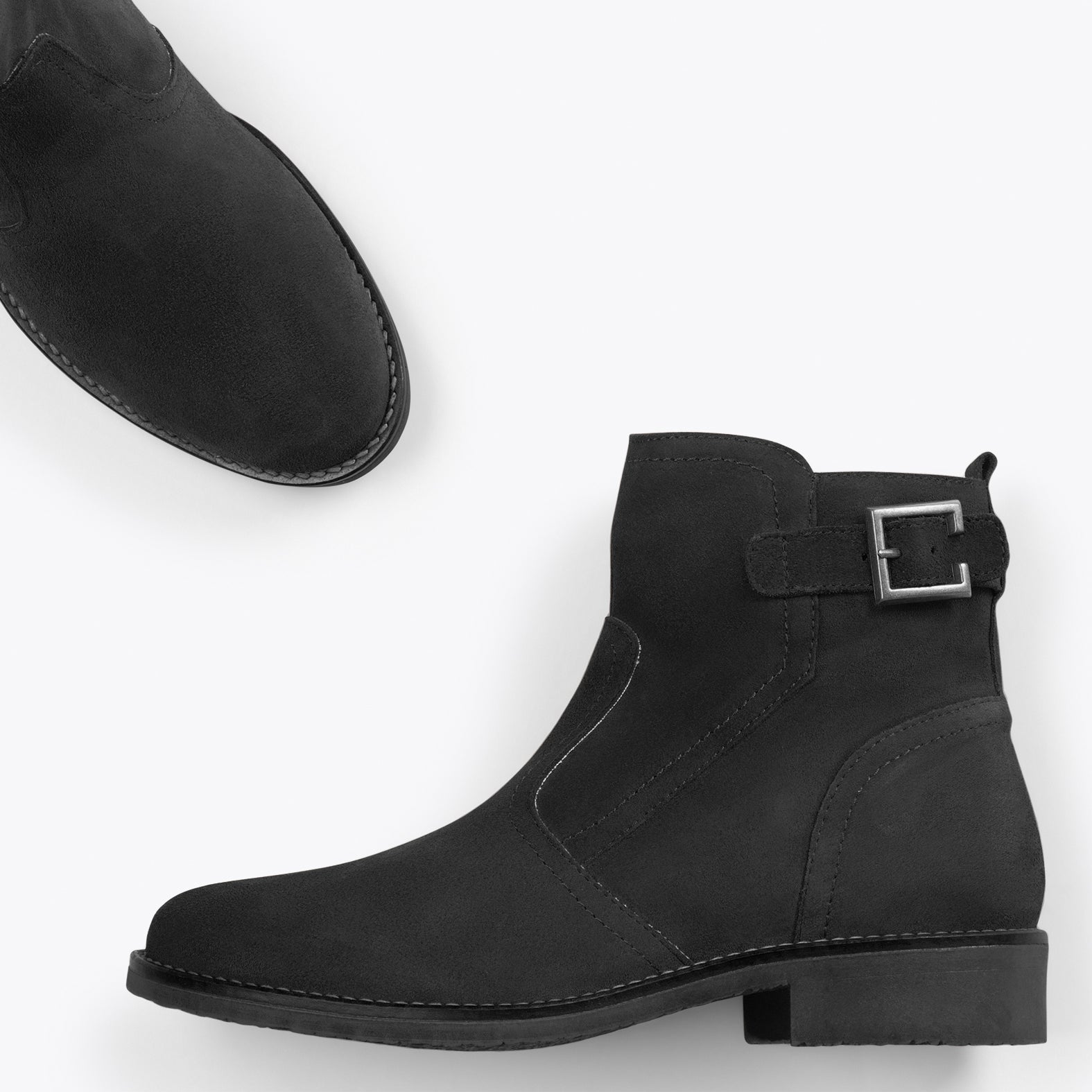 BIKER – BLACK flat booties with buckle