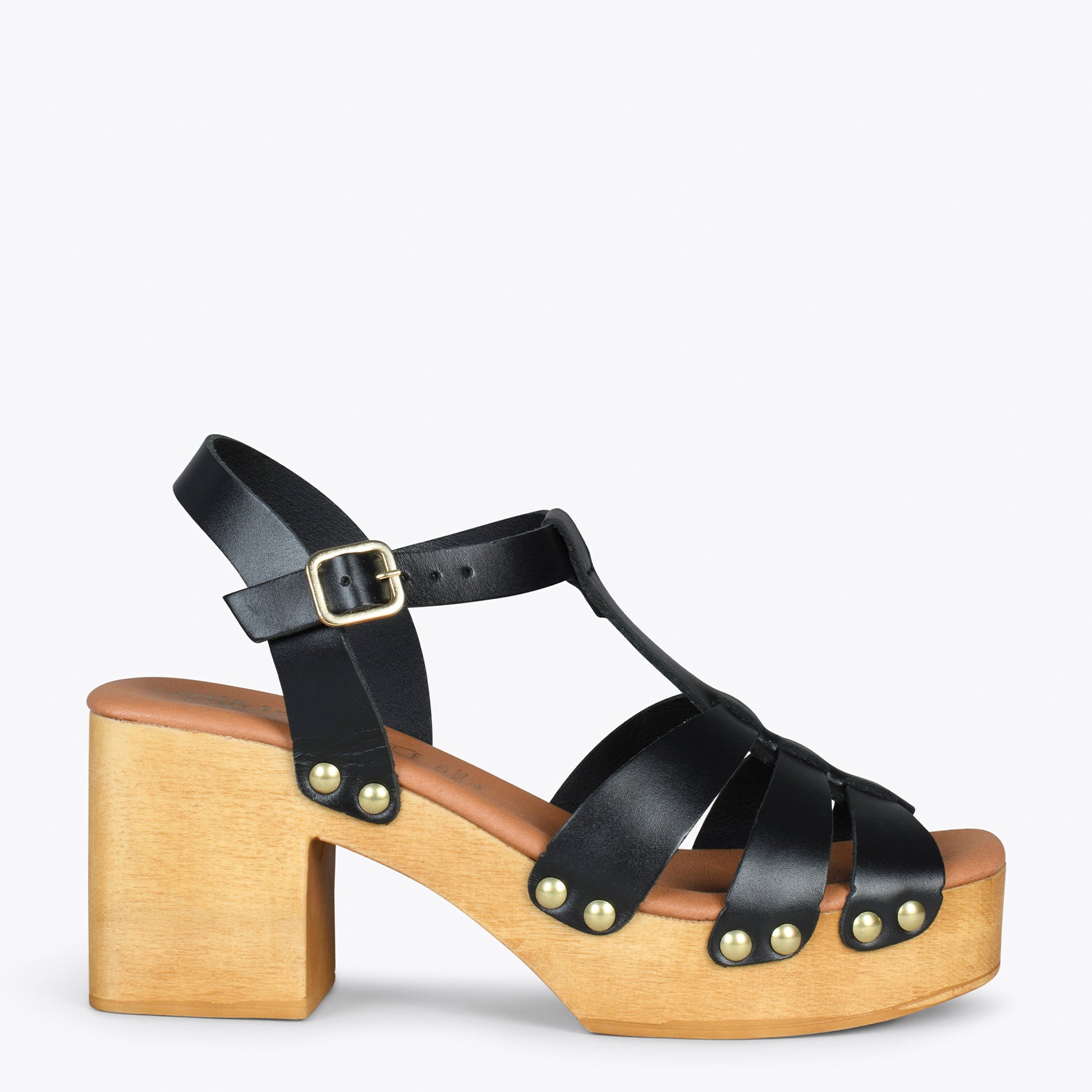 PARADISE – Sandalias de madera cangrejeras NEGRO