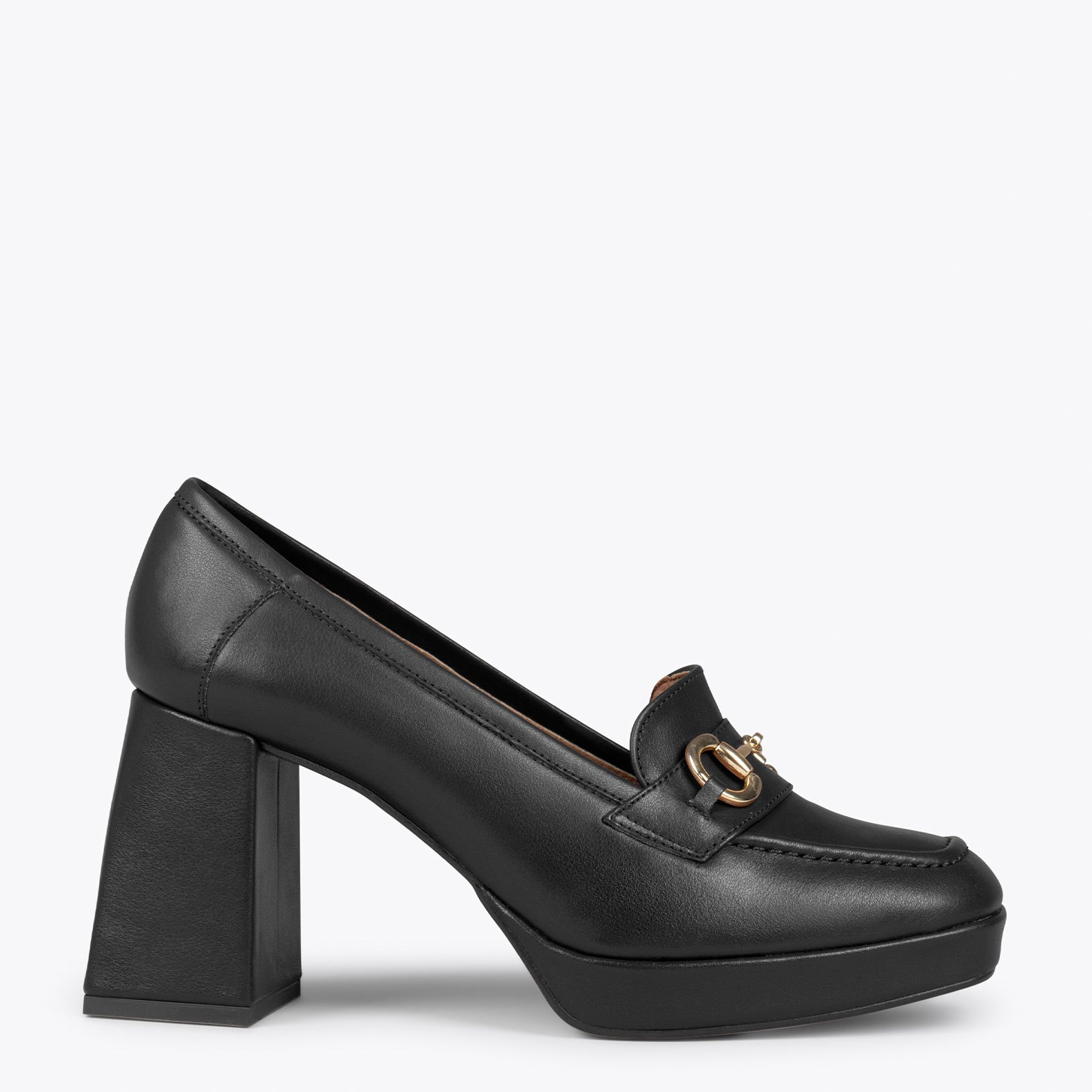 ANNETTE – Mocasines de mujer con tacón y plataforma NEGRO