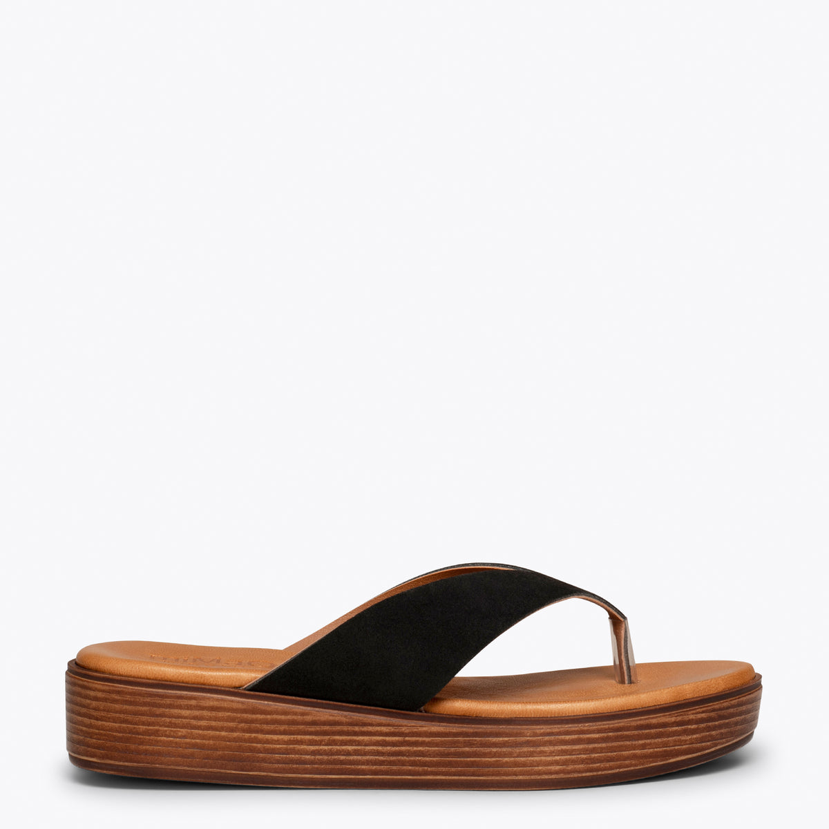 BASIC Sandalias NEGRAS de dedo con plataforma