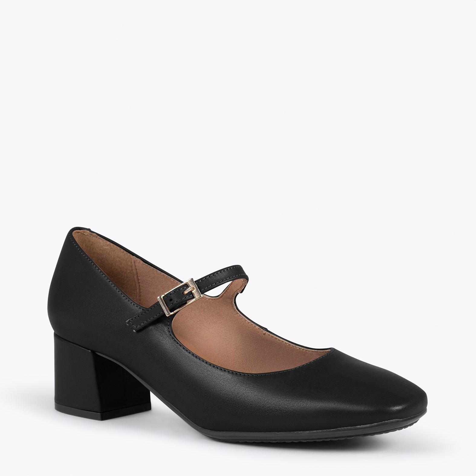 BELLA – BLACK nappa leather mary-jane shoes