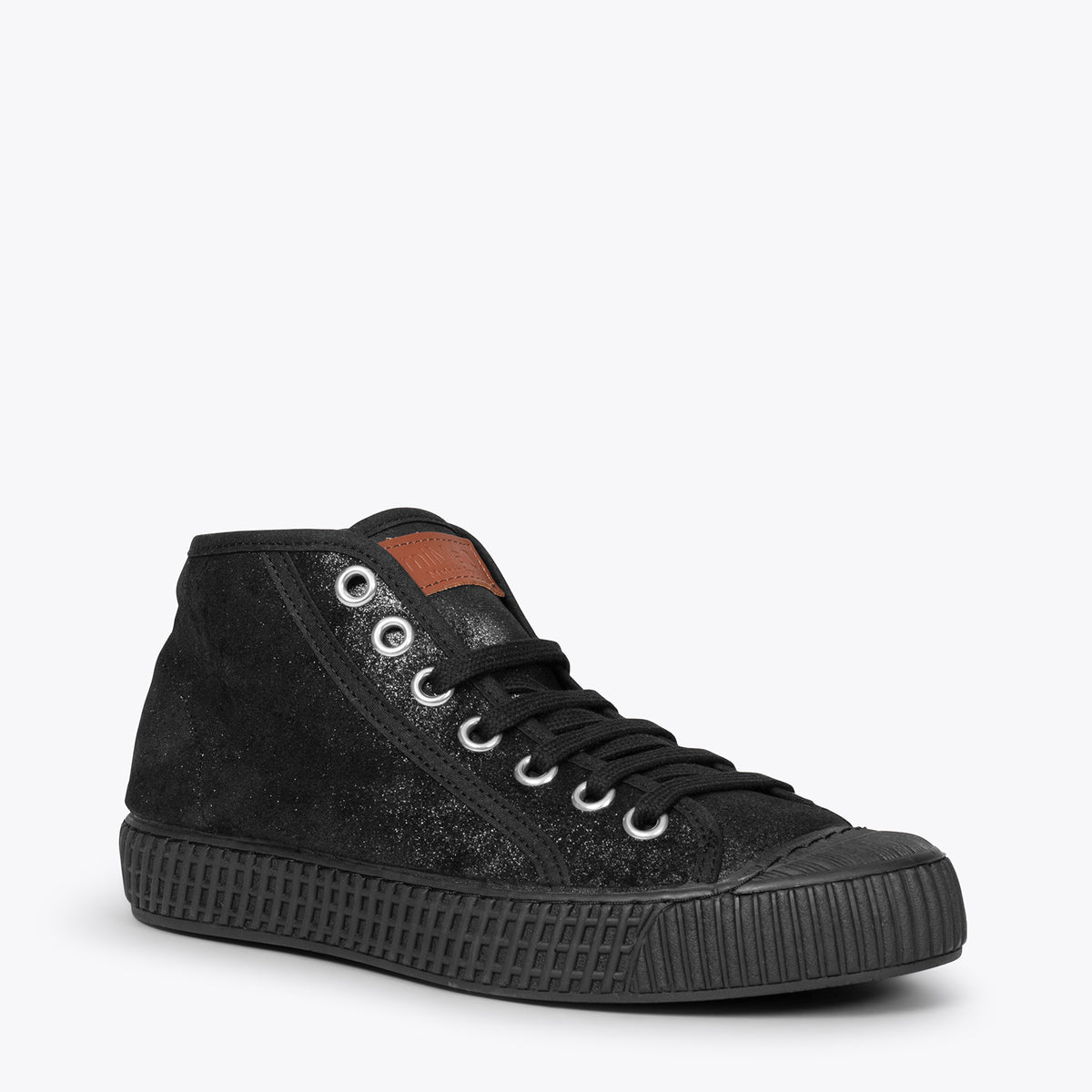 JUMP - Baskets cuir métallisé NOIR pour femme