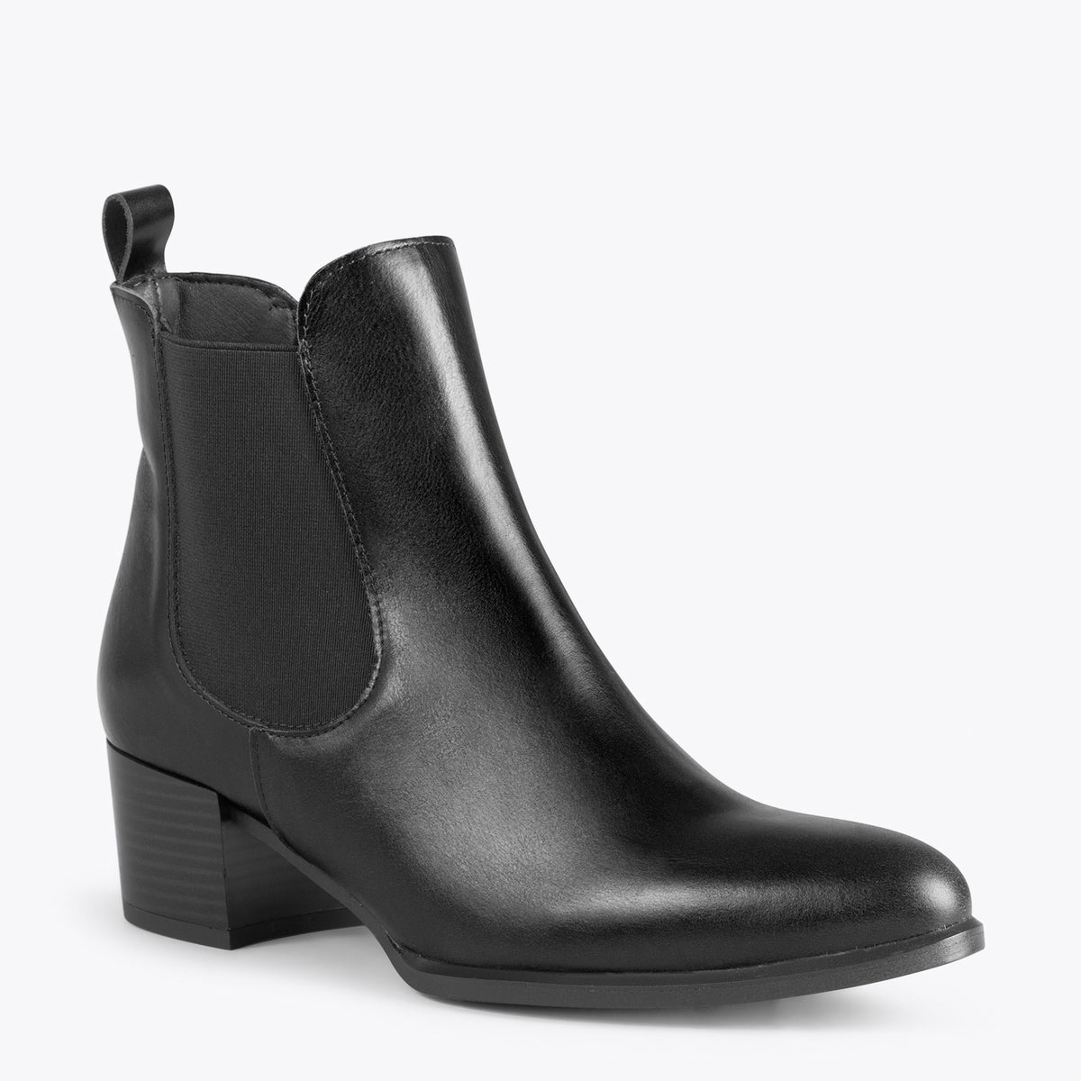 LONDON – BLACK chelsea heeled bootie