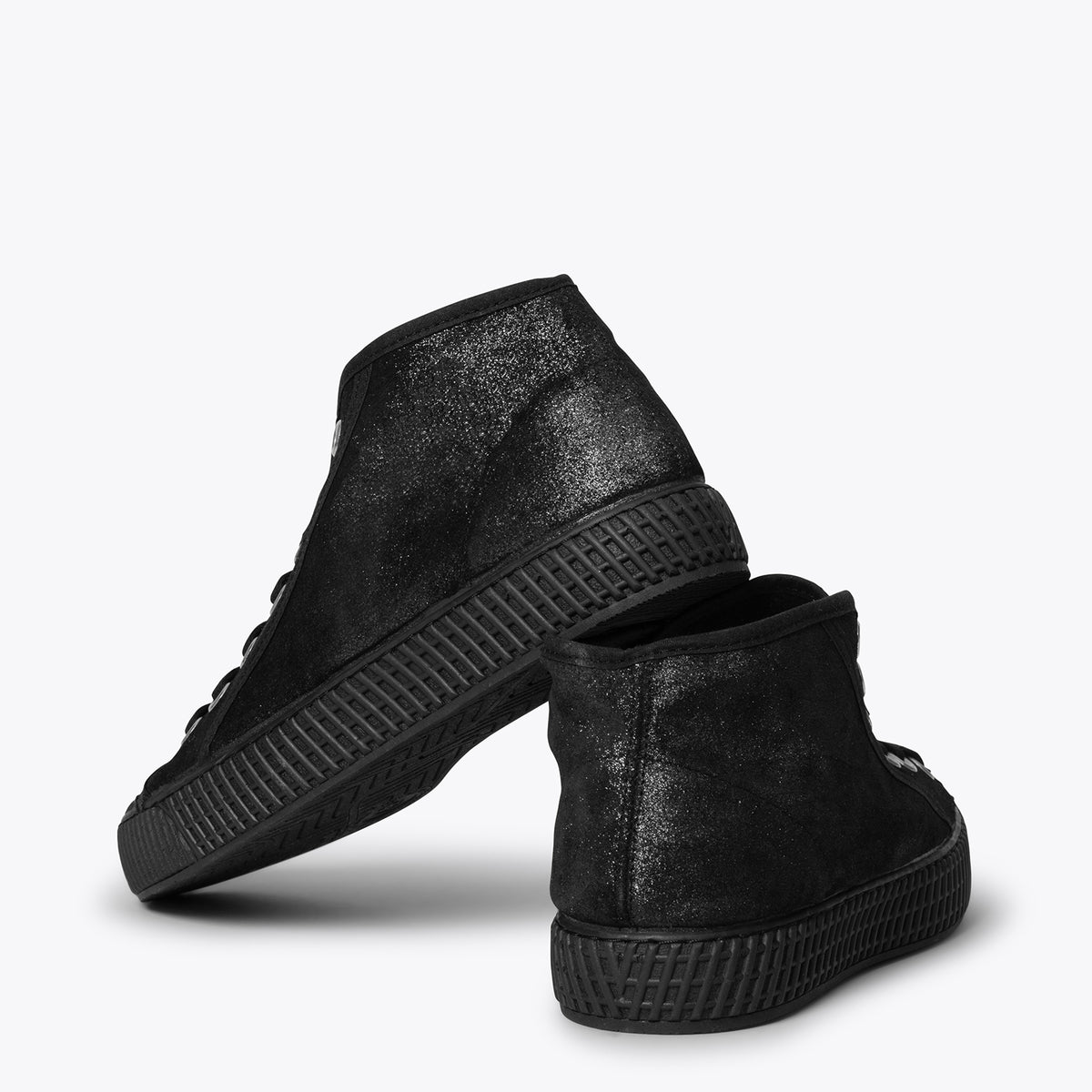 JUMP - Baskets cuir métallisé NOIR pour femme