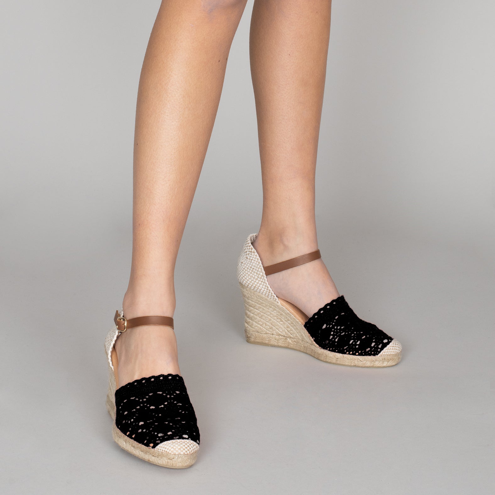 IBIZA – BLACK crocheted espadrilles