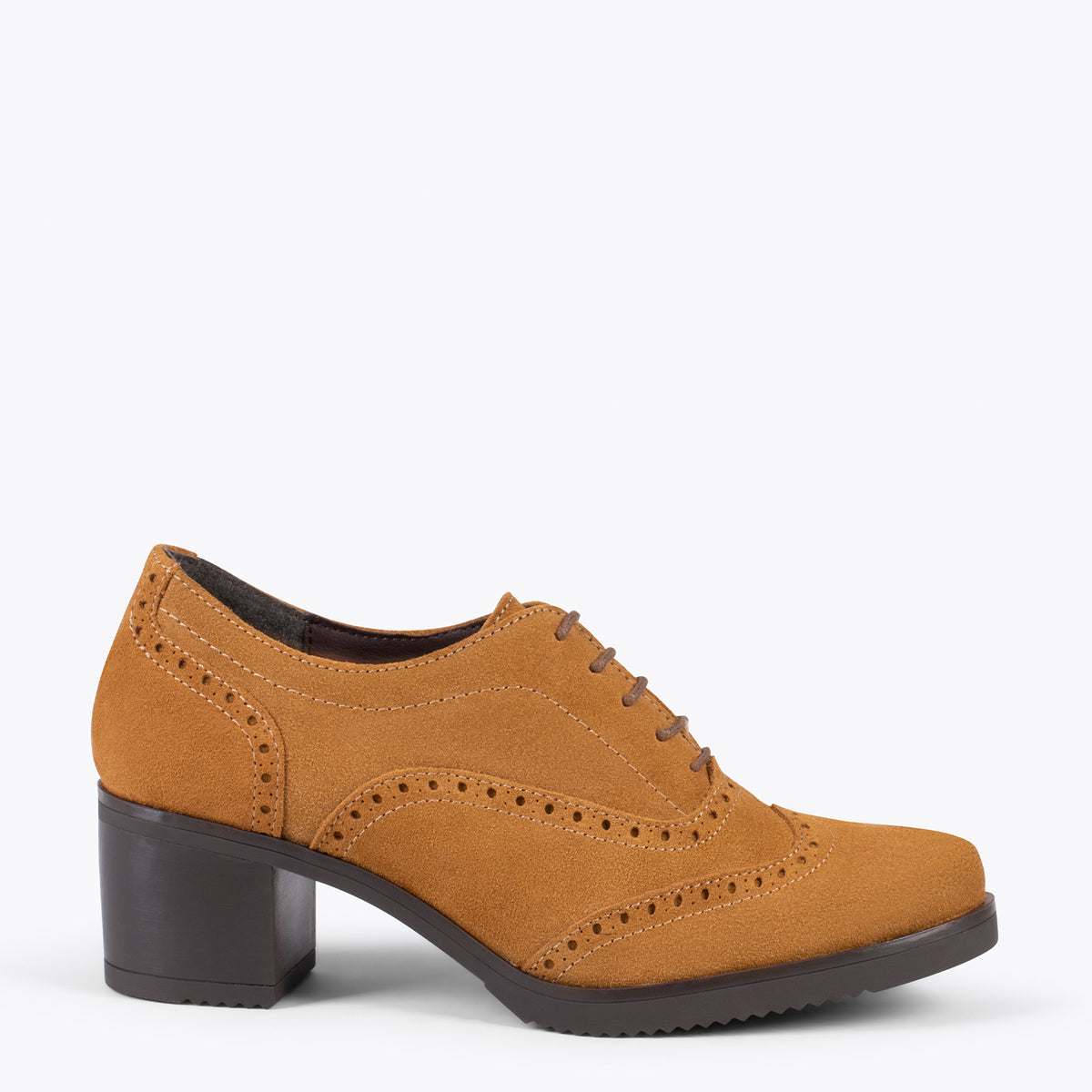 OXFORD – Blucher de mujer con tacón CAMEL