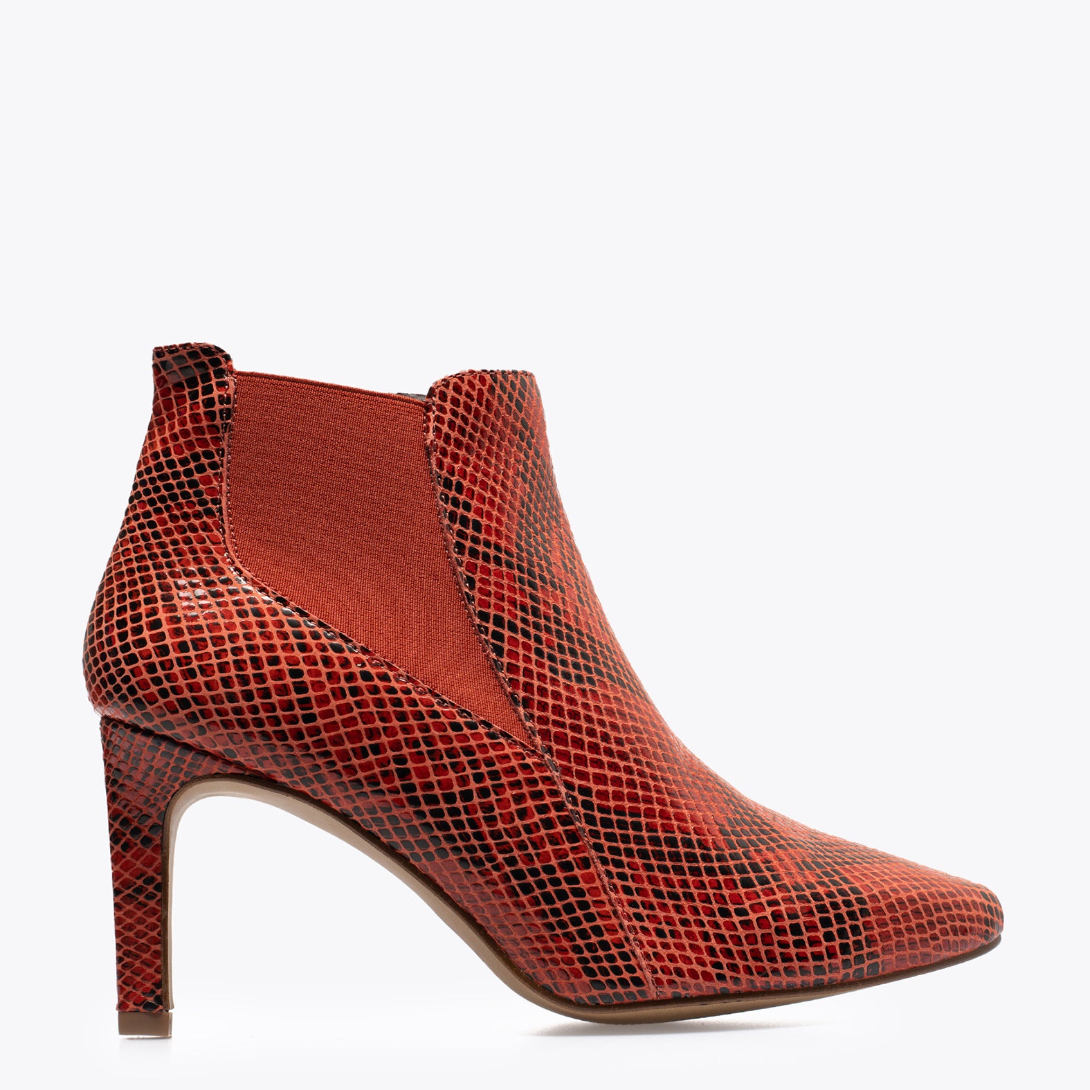 SAUVAGE BOOTIE - RED snake textured bootie