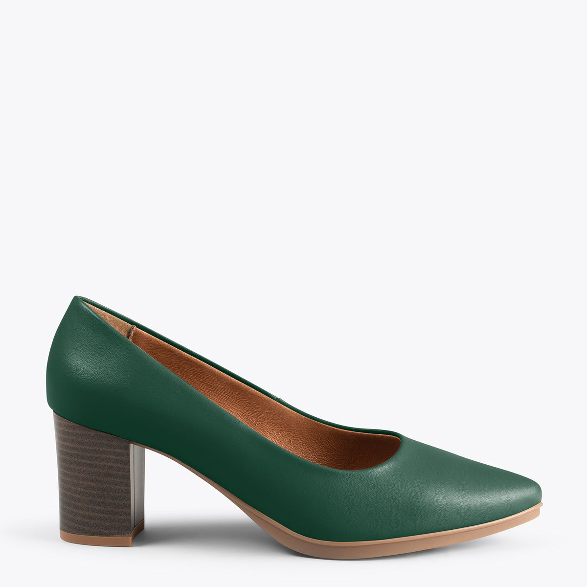 URBAN S SALON – Zapatos de tacón medio de napa VERDE BOTELLA