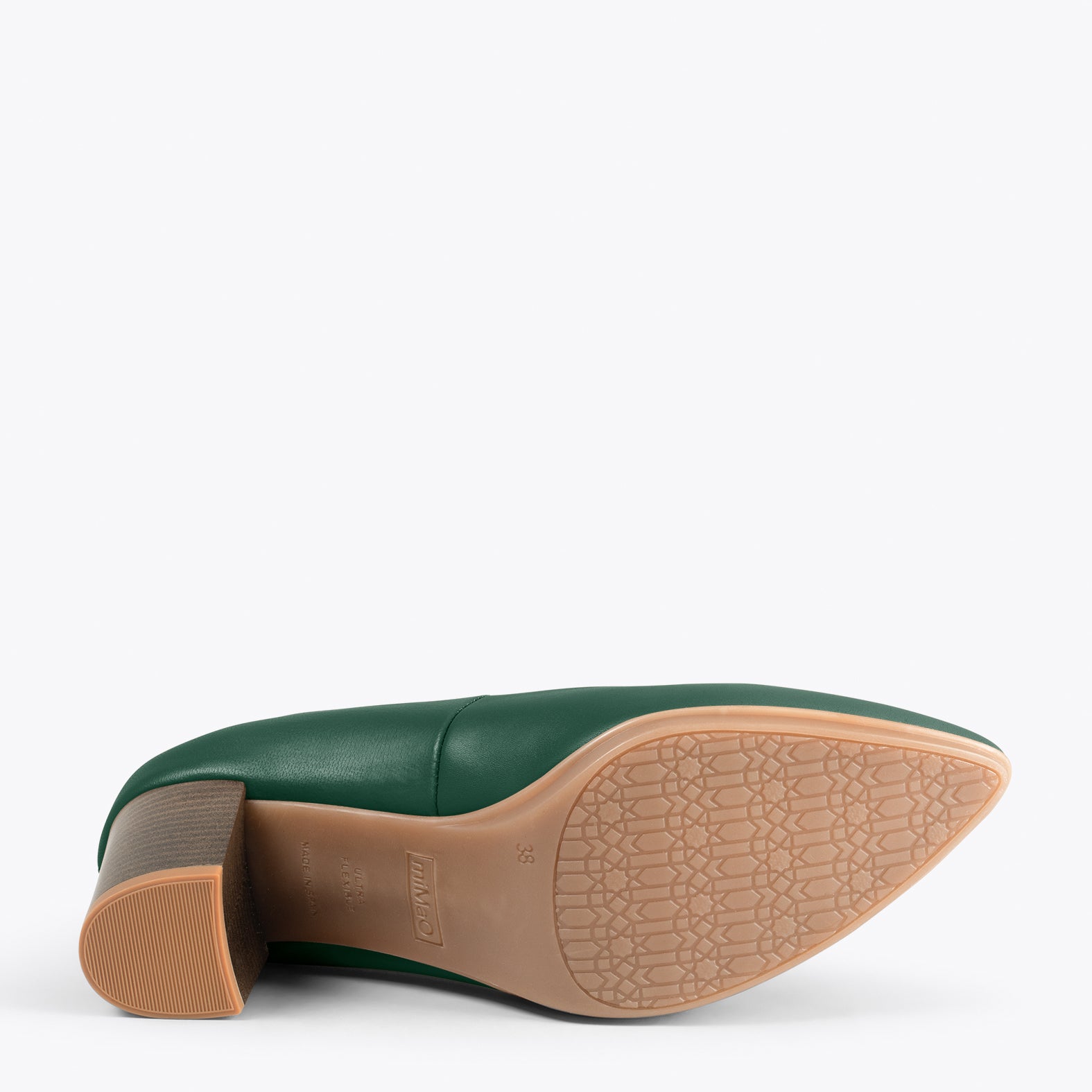 URBAN S SALON – Zapatos de tacón medio de napa VERDE BOTELLA