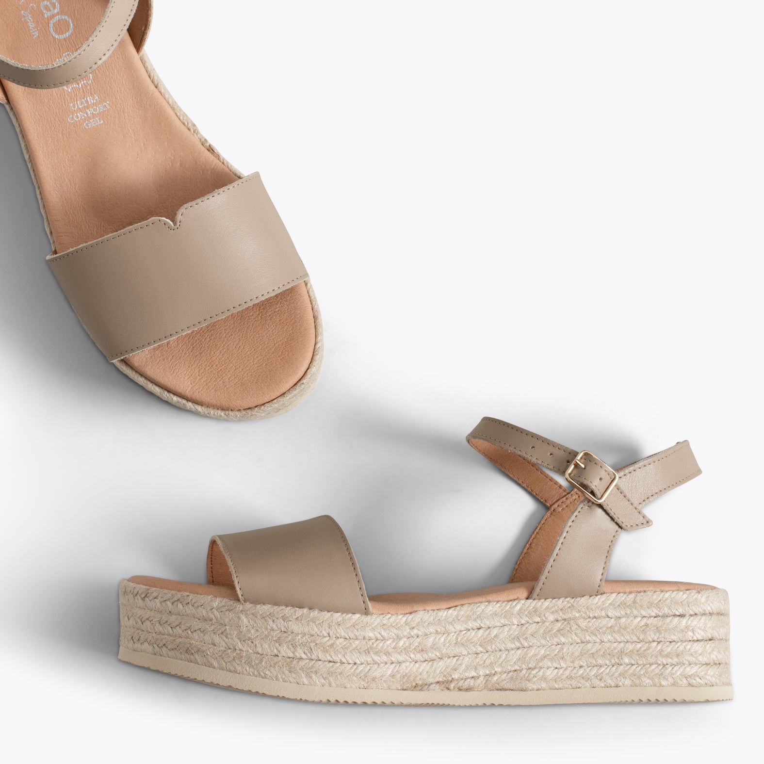 TARIFA Sandalias con plataforma de esparto TAUPE