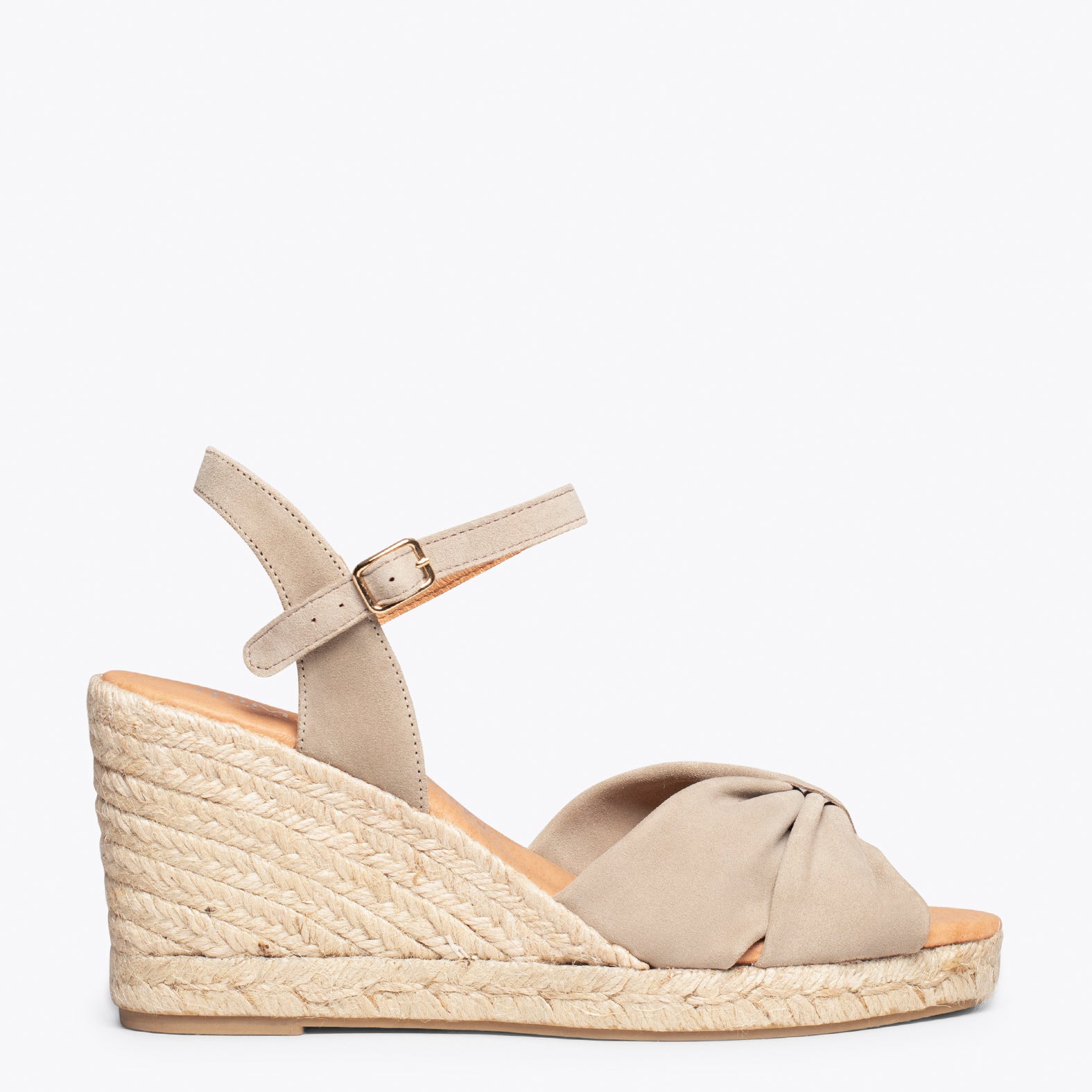 PALMA - Sandalias de esparto con cuña TAUPE