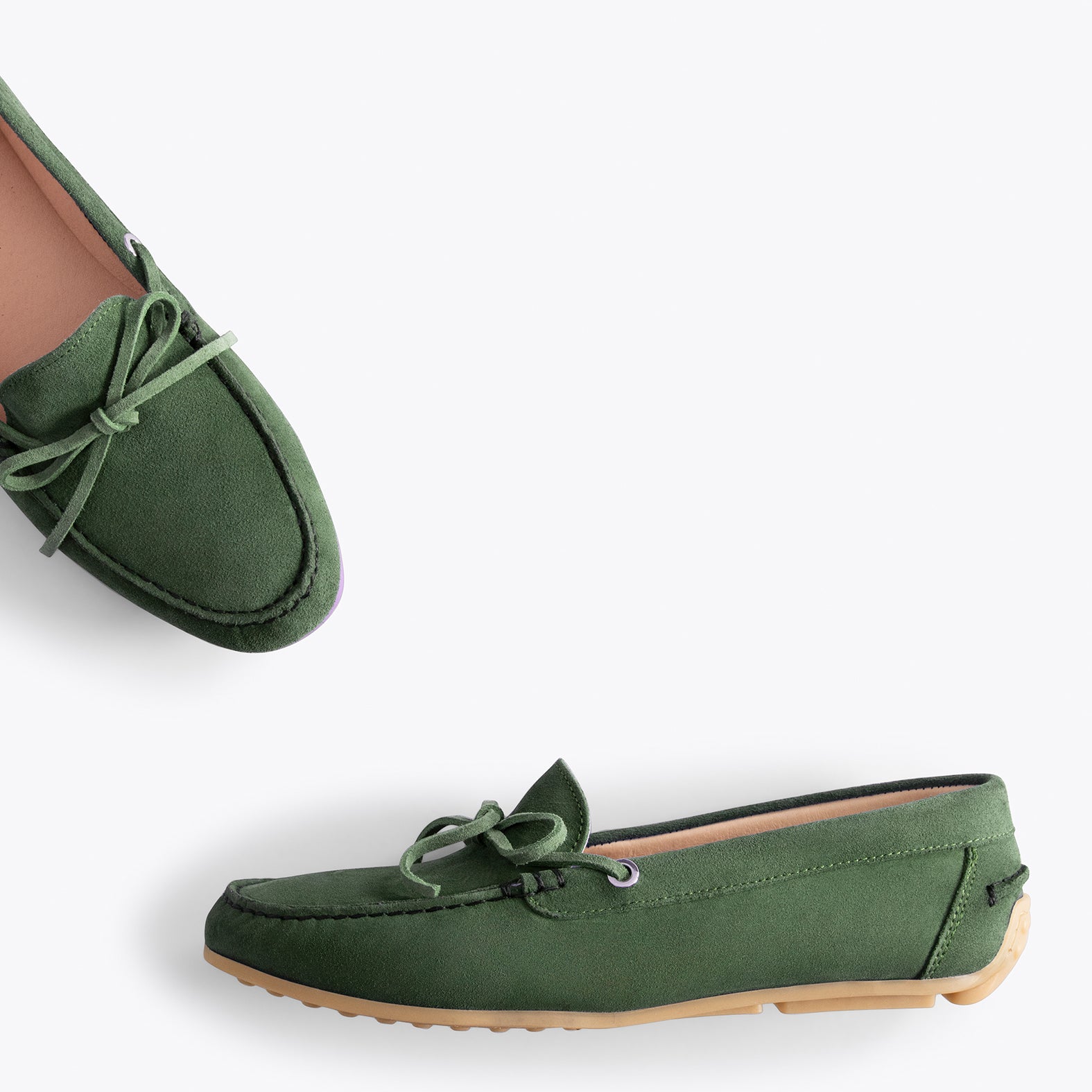 LAZO - Mocasines VERDES de mujer con plantilla extraíble
