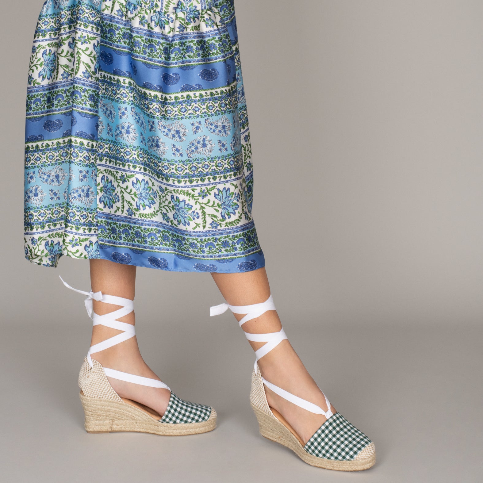 VERA - Cuñas de esparto VERDES con cintas