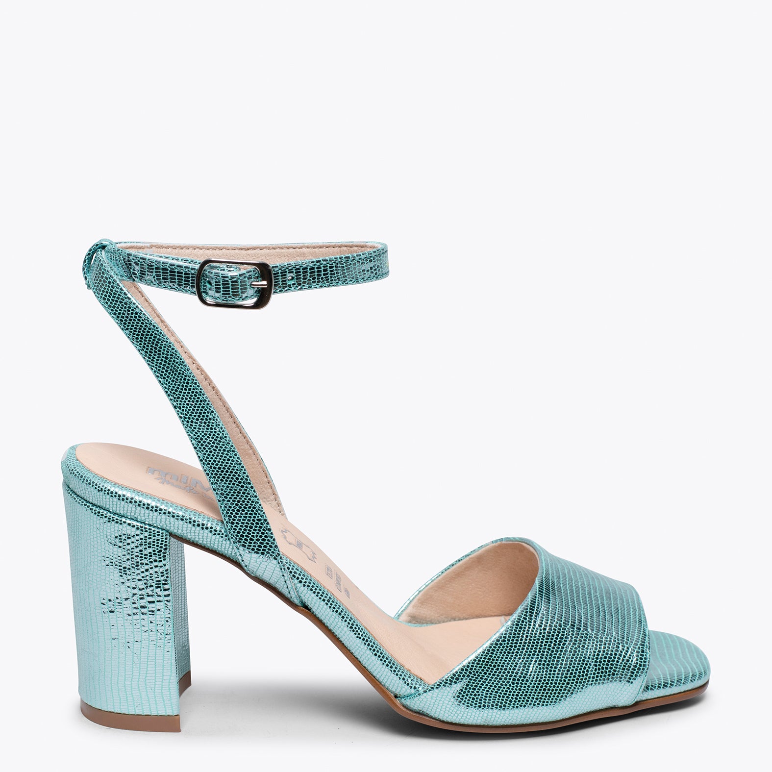 LUNA - Sandalia metalizada VERDE con tacón