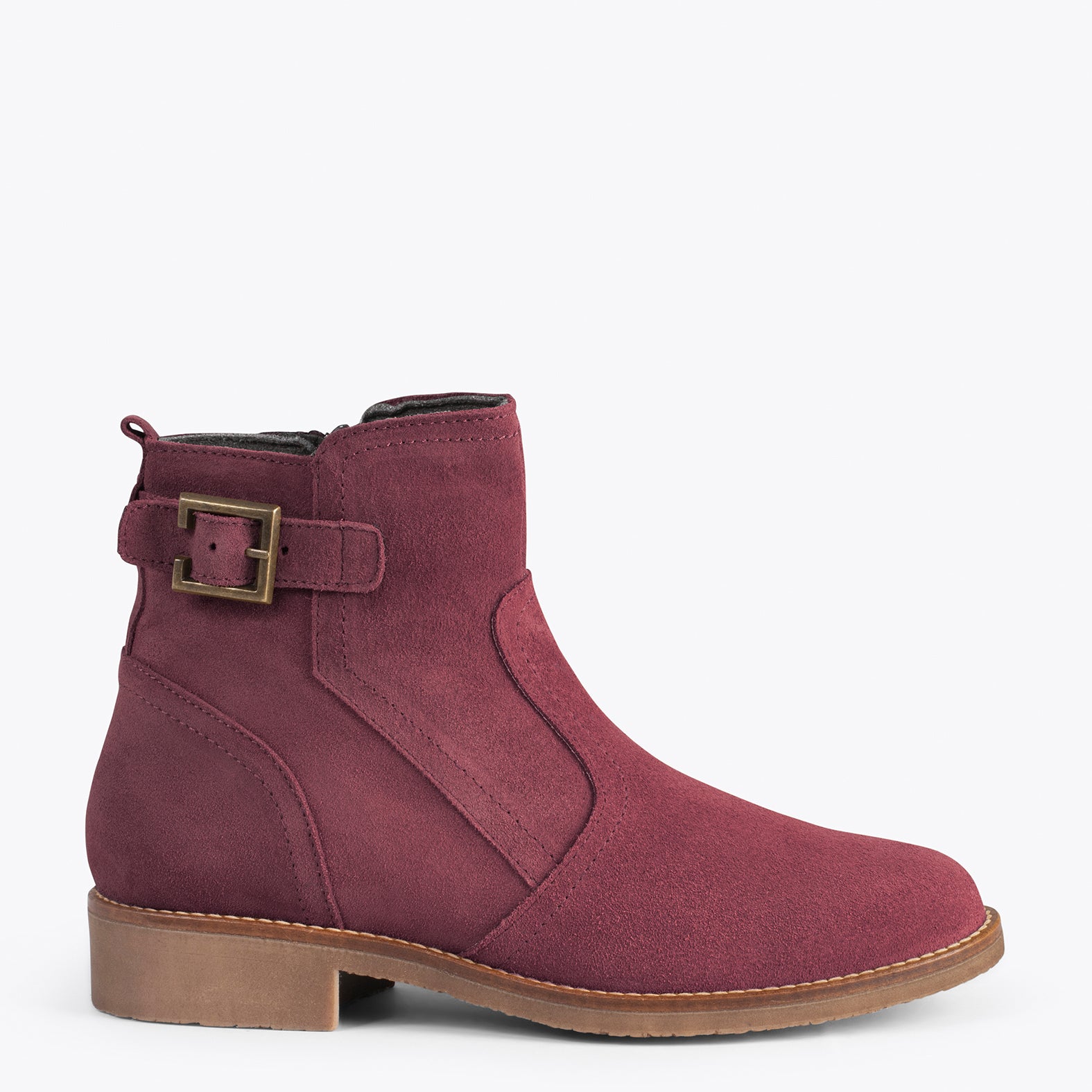 burgundy buckle boots