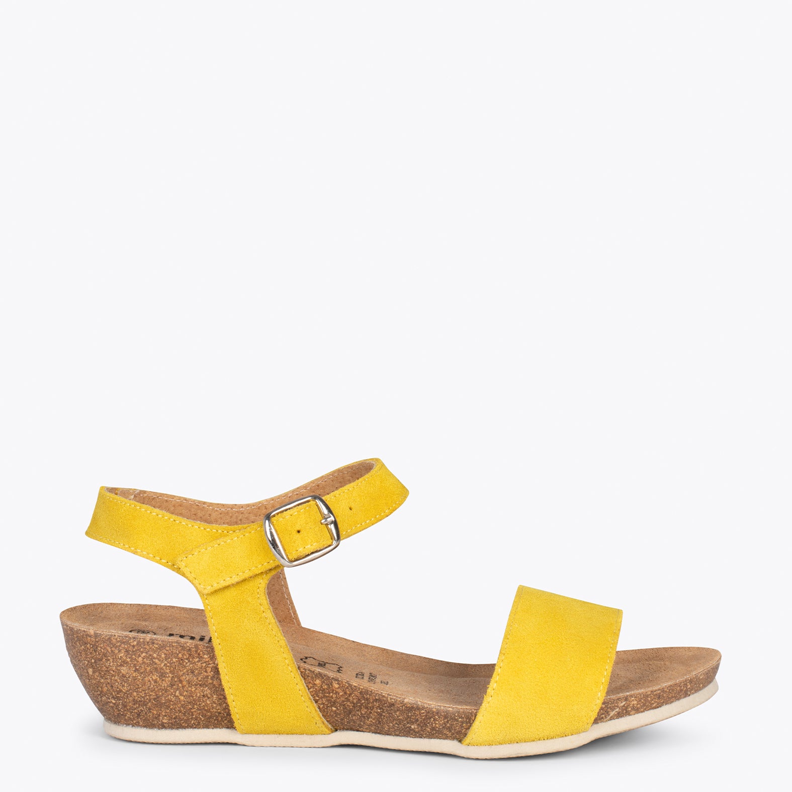 OAK – Sandalias Bio de serraje con cuña AMARILLO