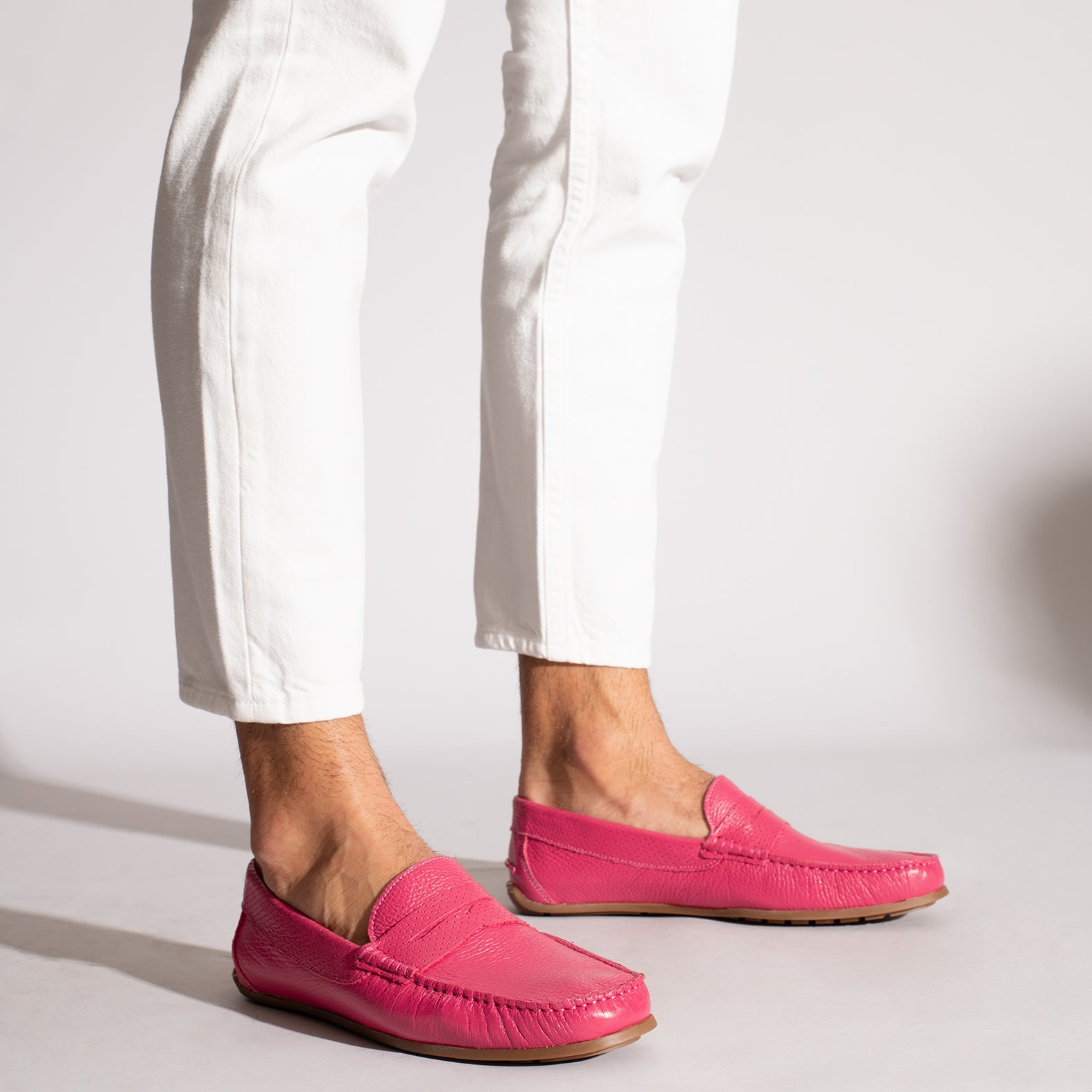 MOCCASIN – PINK nappa leather loafer for men