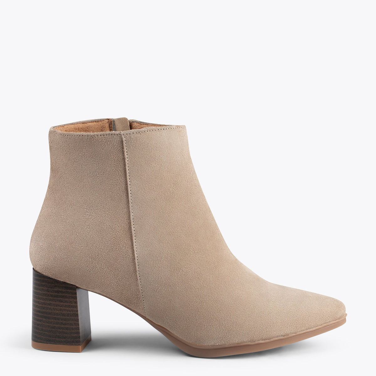 CITY - Botines de tacón ancho y punta fina BEIGE - miMaO ®