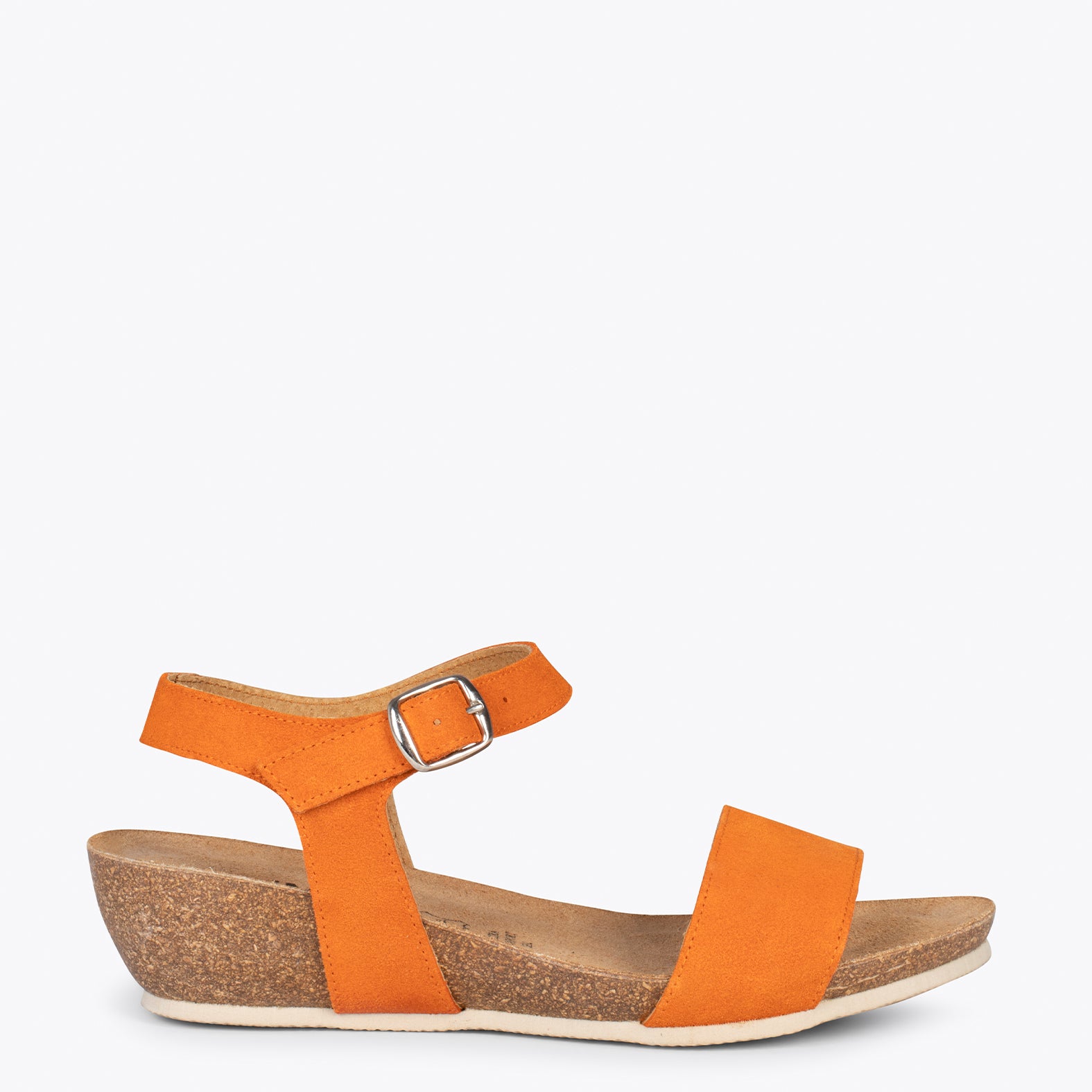 OAK – Sandalias Bio de serraje con cuña NARANJA