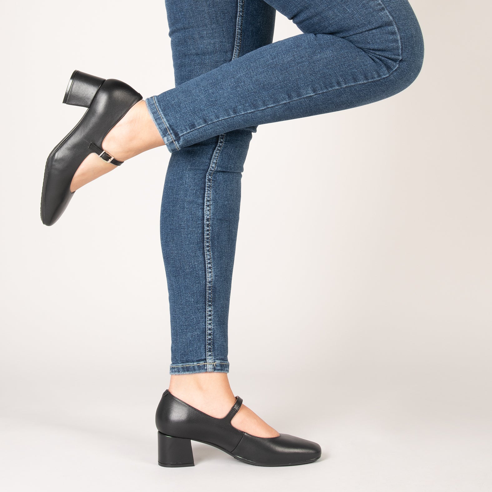 BELLA – BLACK nappa leather mary-jane shoes