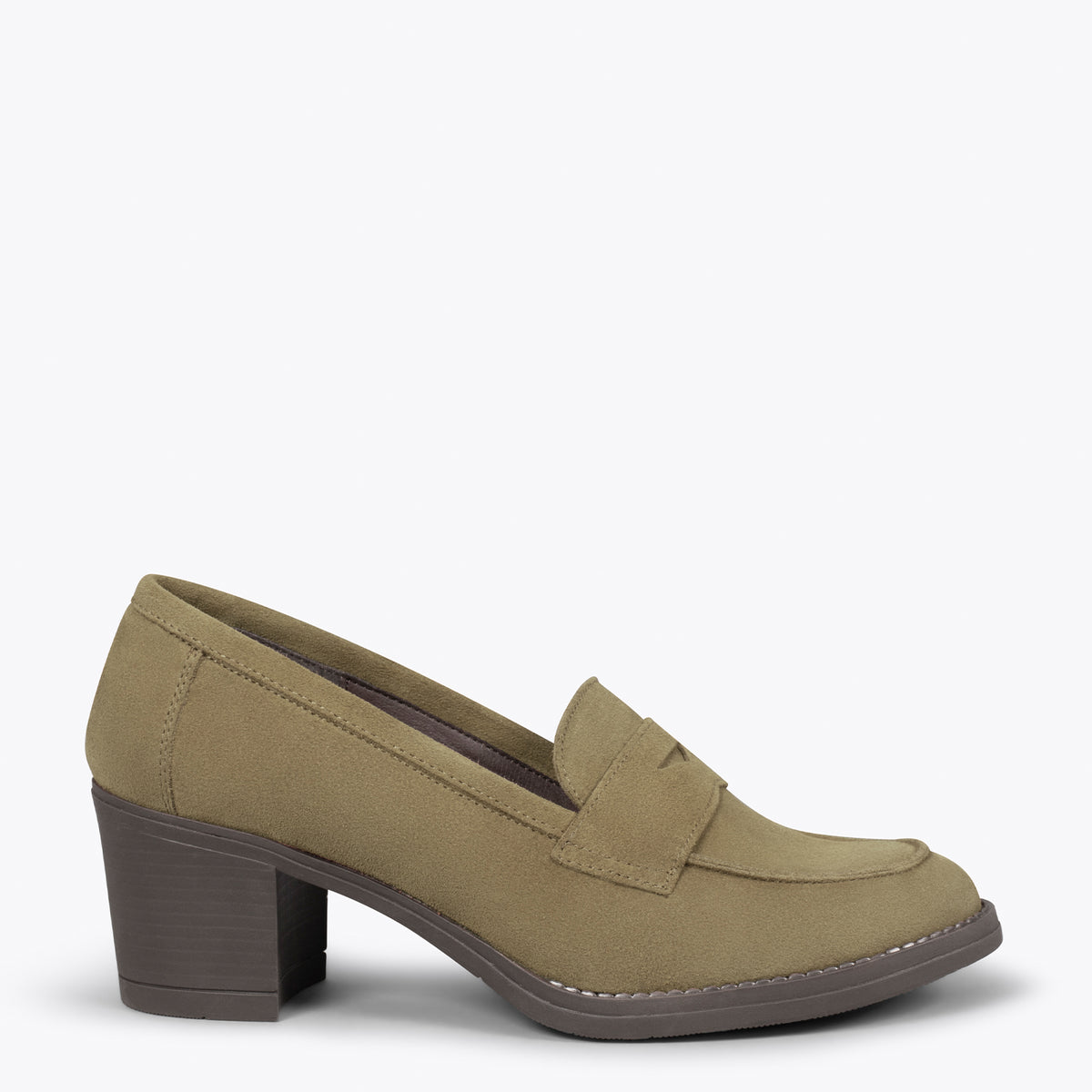 MOKKA - Mocasín de serraje con tacón VERDE