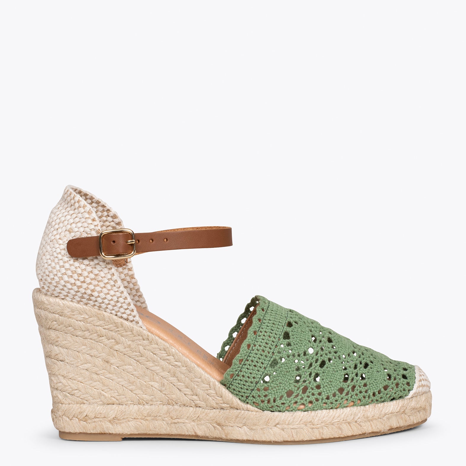 IBIZA – KHAKI crocheted espadrilles