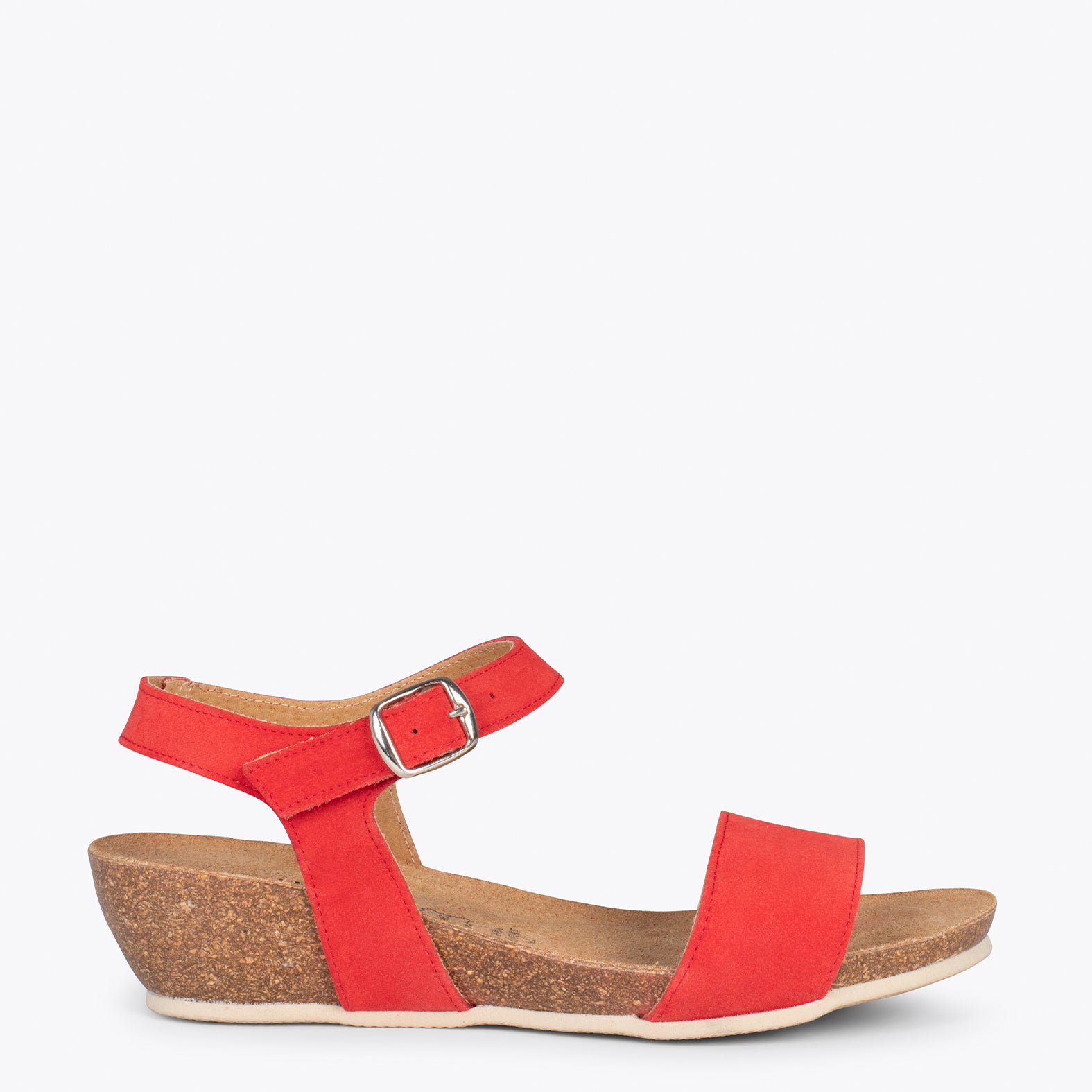 OAK – Sandalias Bio de serraje con cuña ROJO