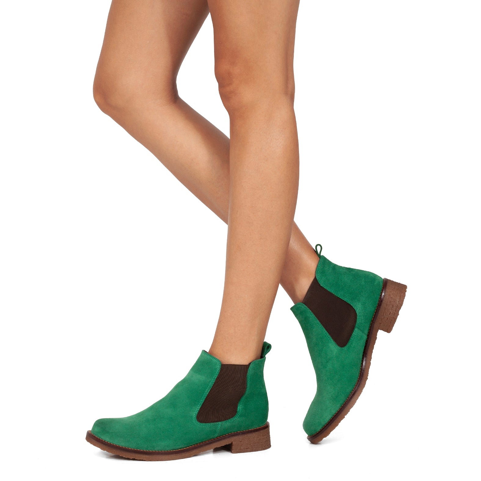 CHELSEA - Chelsea GREEN Leather Ankle Boots