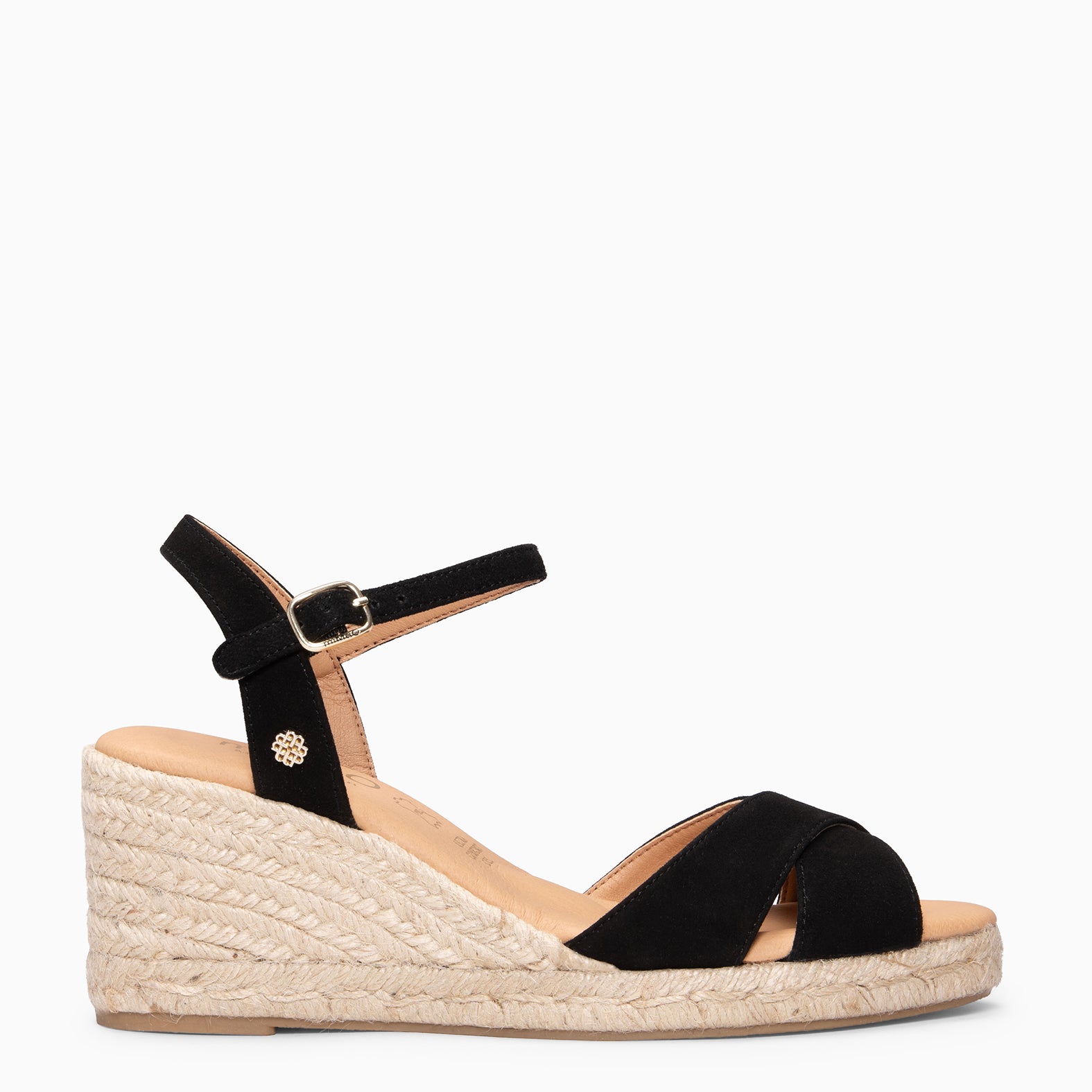 CALPE - Espadrilles à talon en daim NOIR