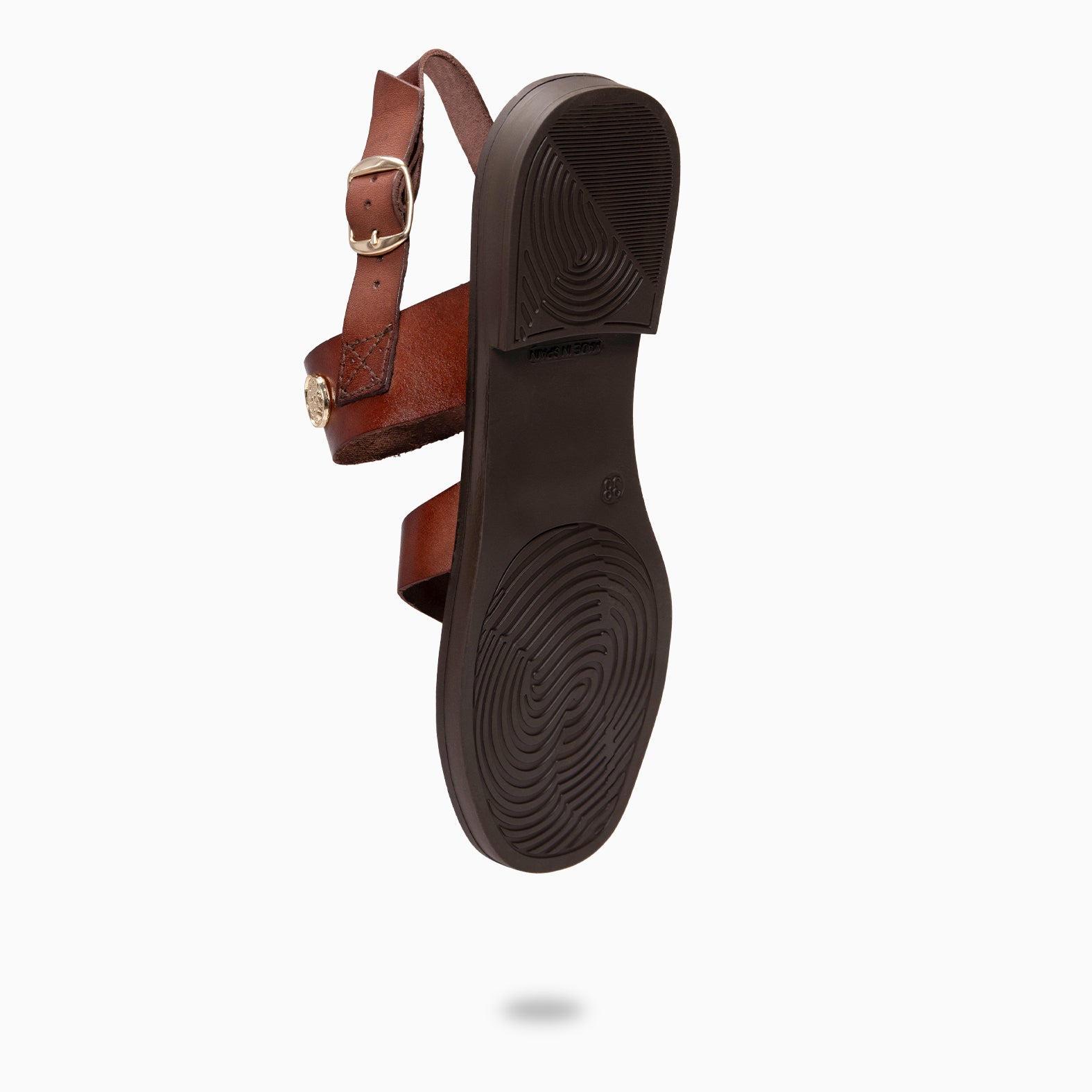 SERA - BROWN Flat leather sandals