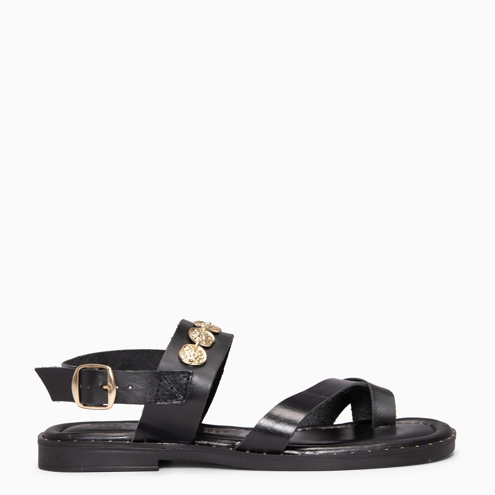 HERA - Sandalias planas de piel NEGRO