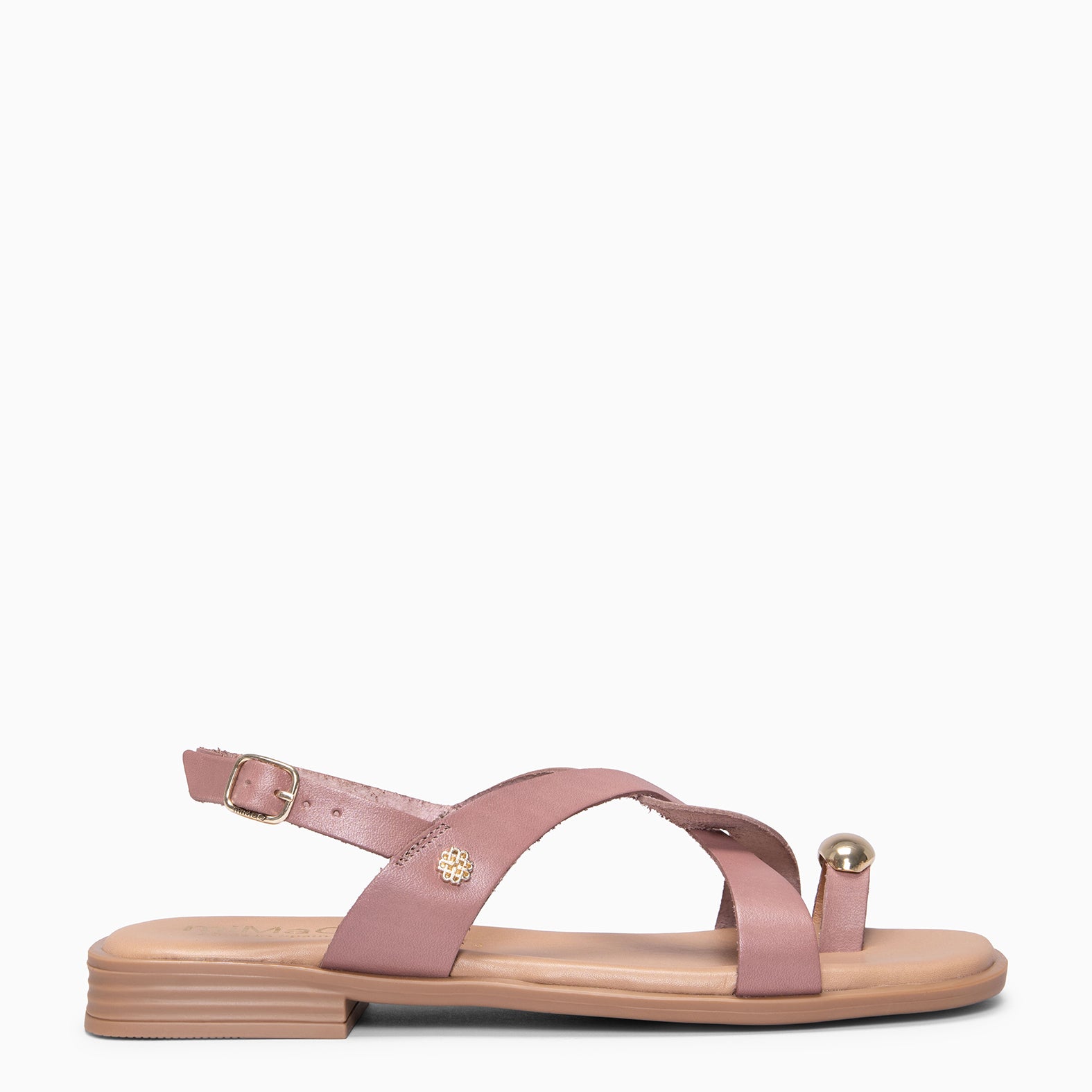 HELIA - LIGHT PINK Flat leather sandals