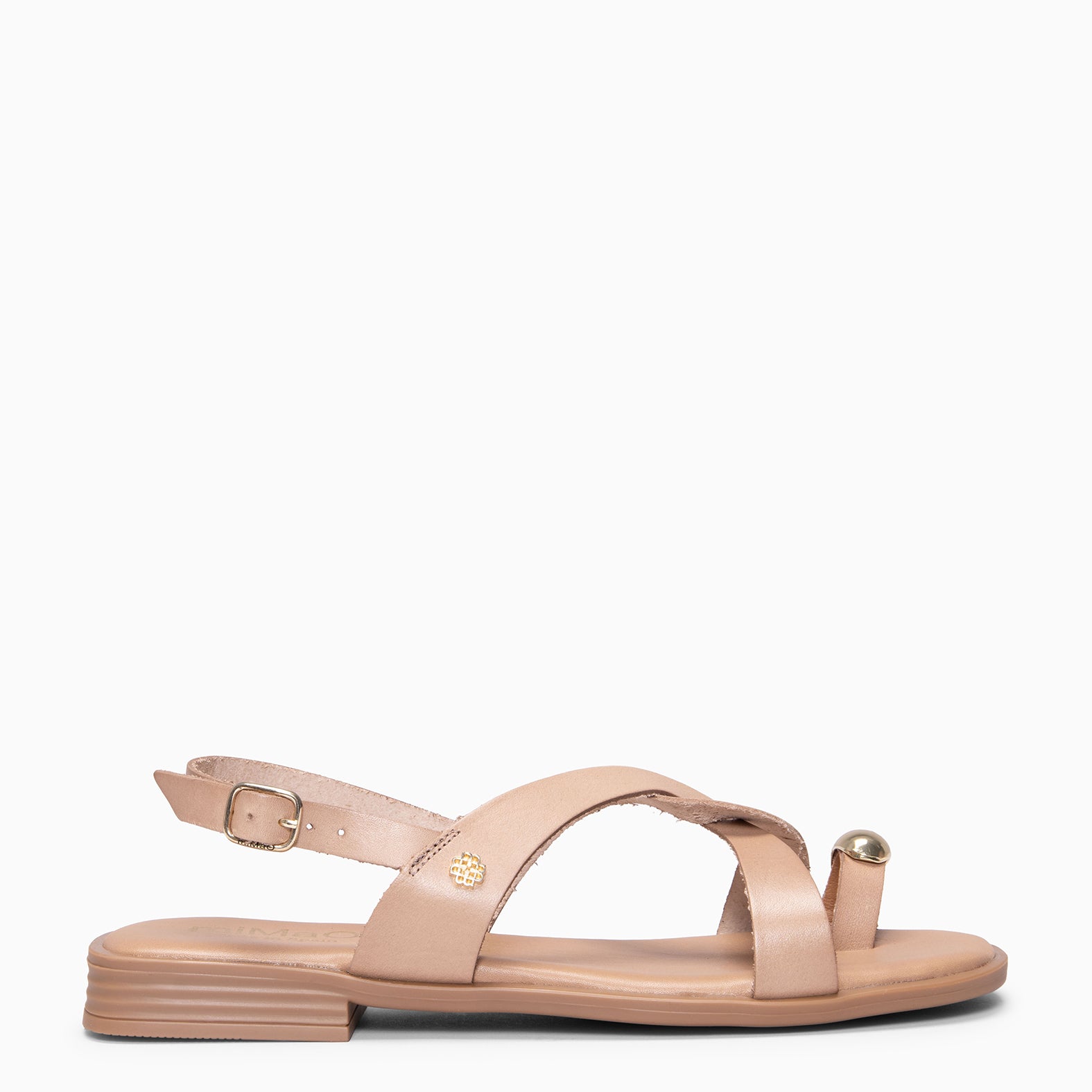 HELIA - Sandalias planas de piel TAUPE