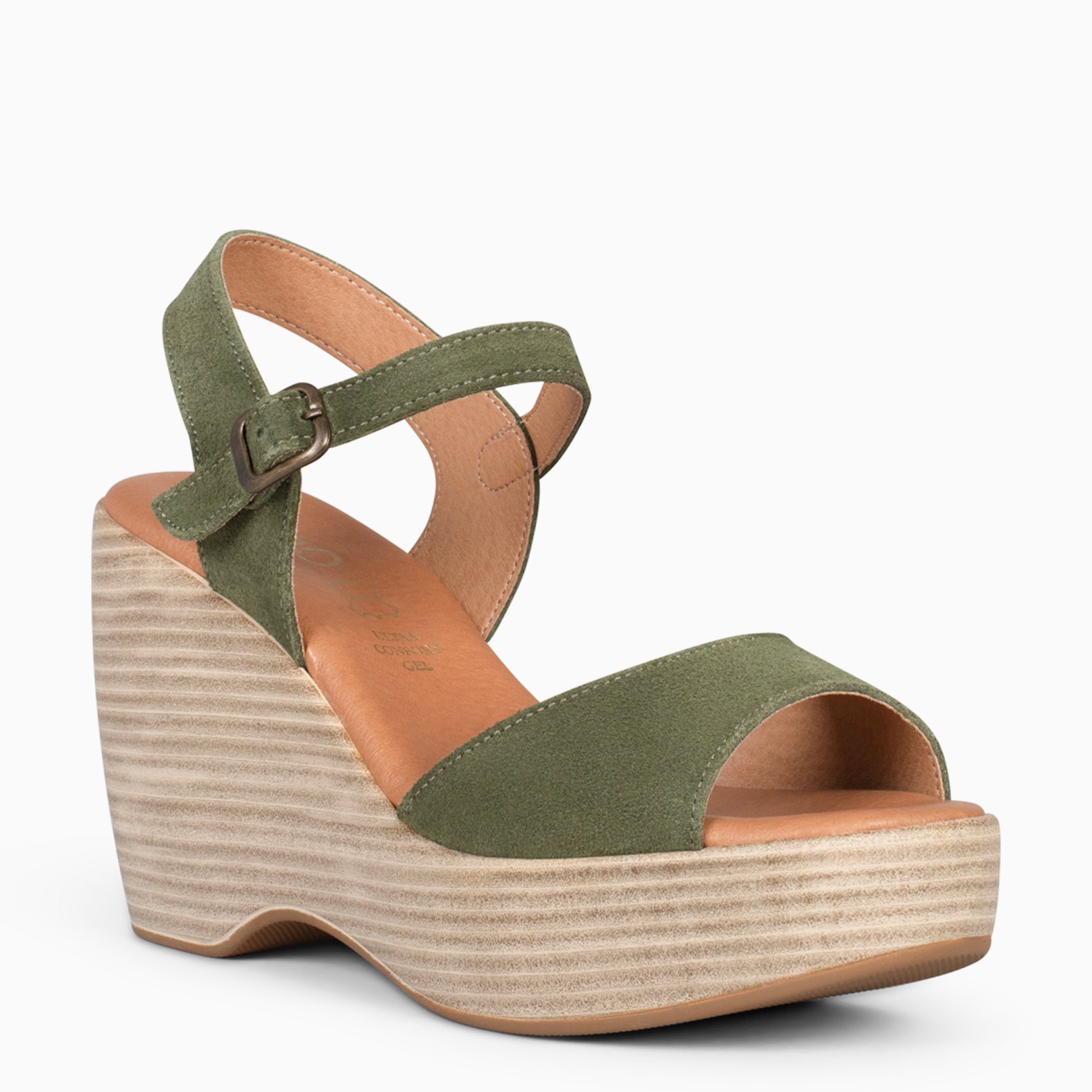 Khaki green sales wedge sandals