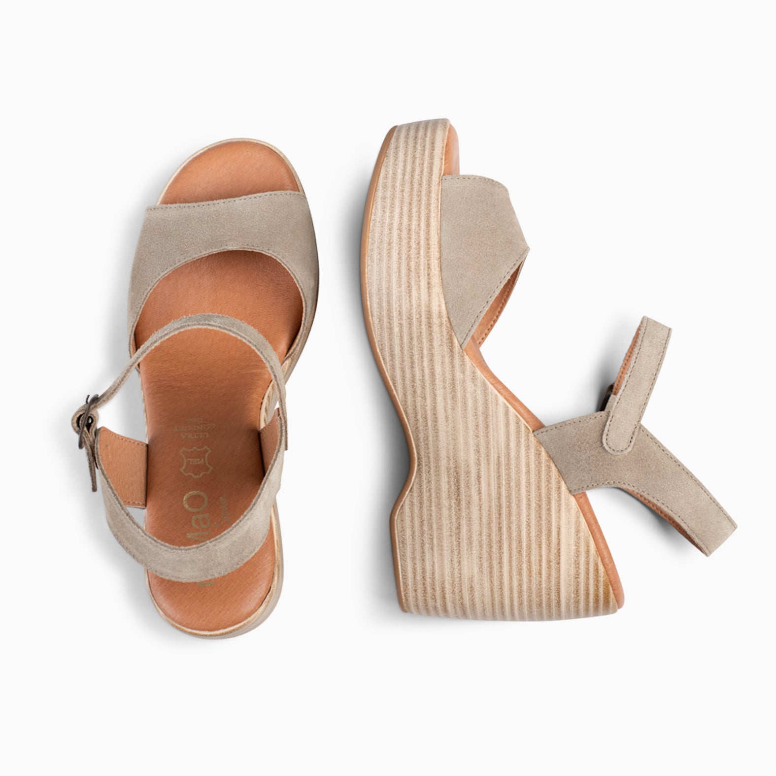 SIDNEY – TAUPE wedge sandals