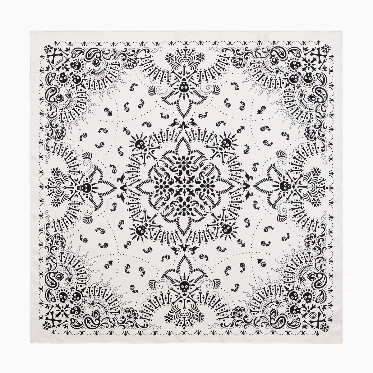 CALAVERA SCARF - 100% silk scarf with a beige print