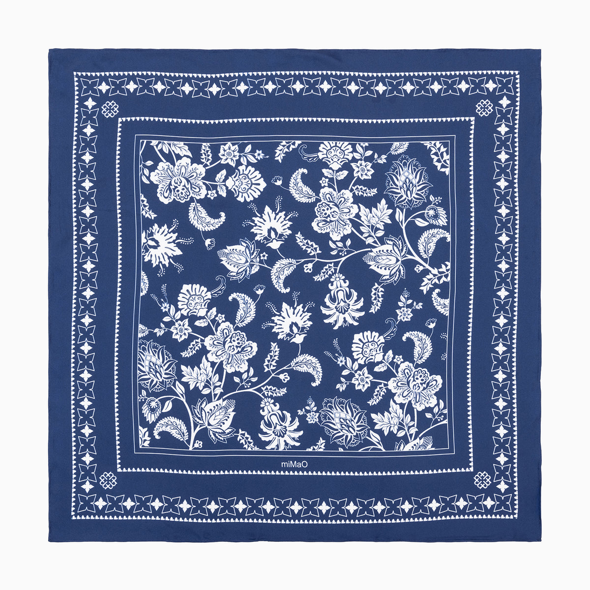 MELODY SCARF - 100% silk scarf with a blue print 