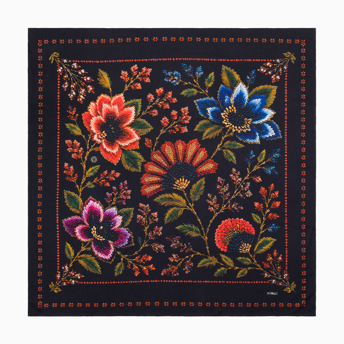 PETALIA SCARF - 100% wool scarf with a floral print