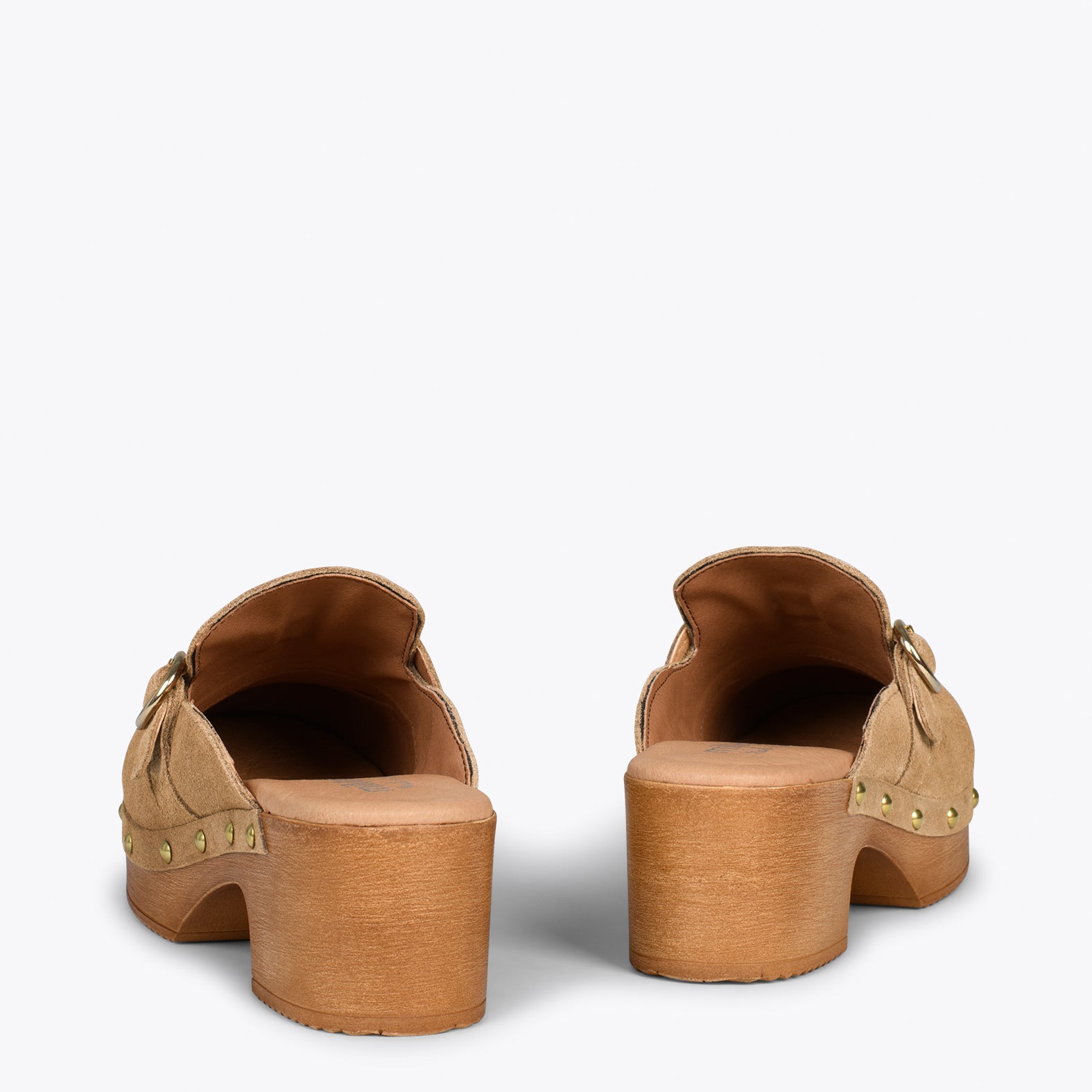 NIZA –  SAND mules with heel and platform