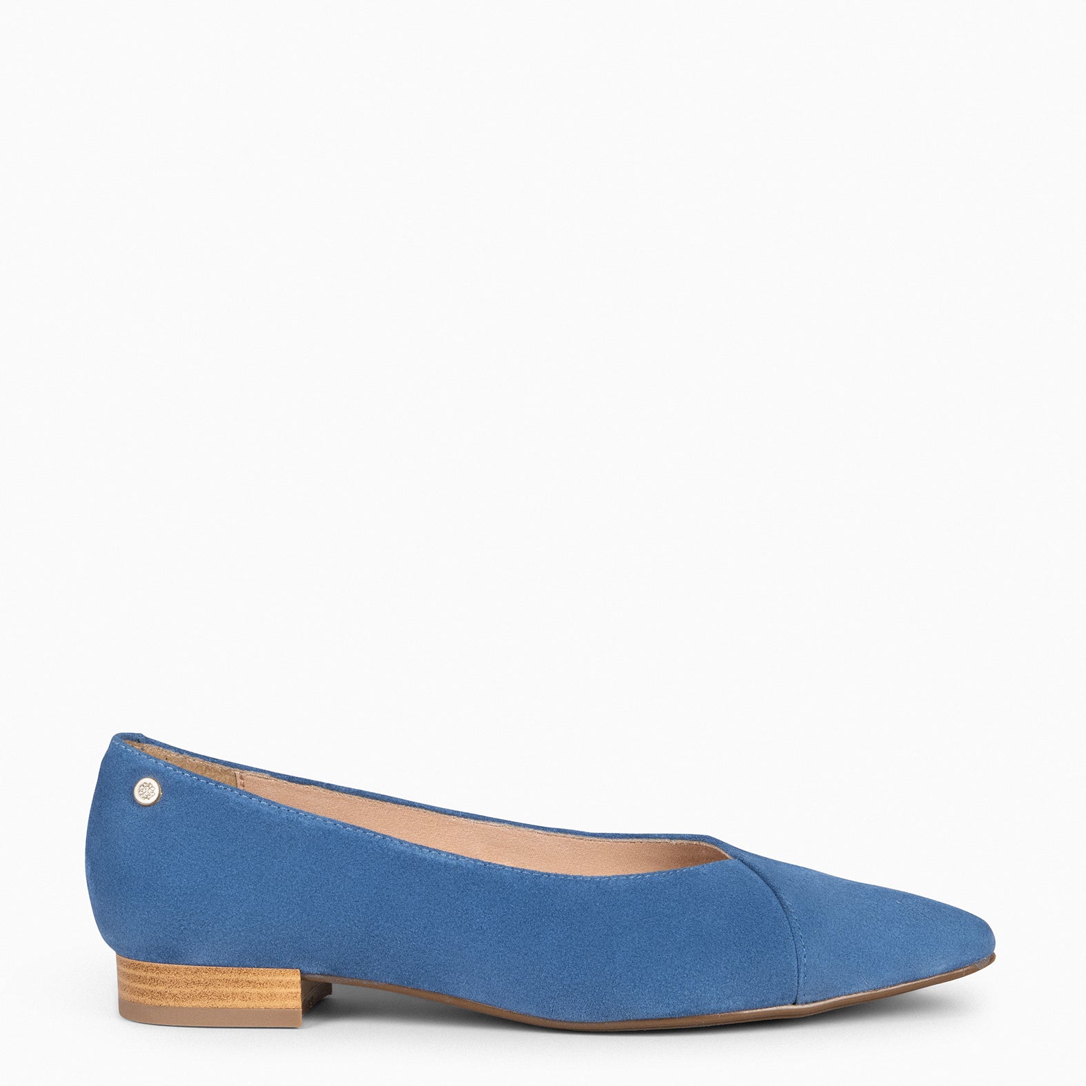 MARIE – Chaussures plates à bout pointu en daim BLEU